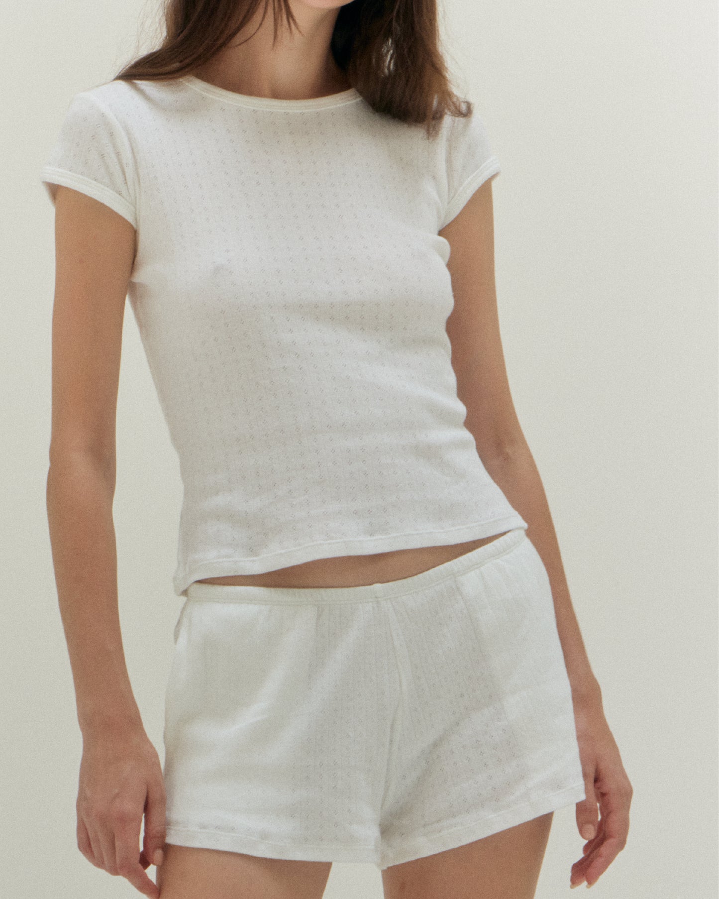 Pointelle Basic Tee - Powder