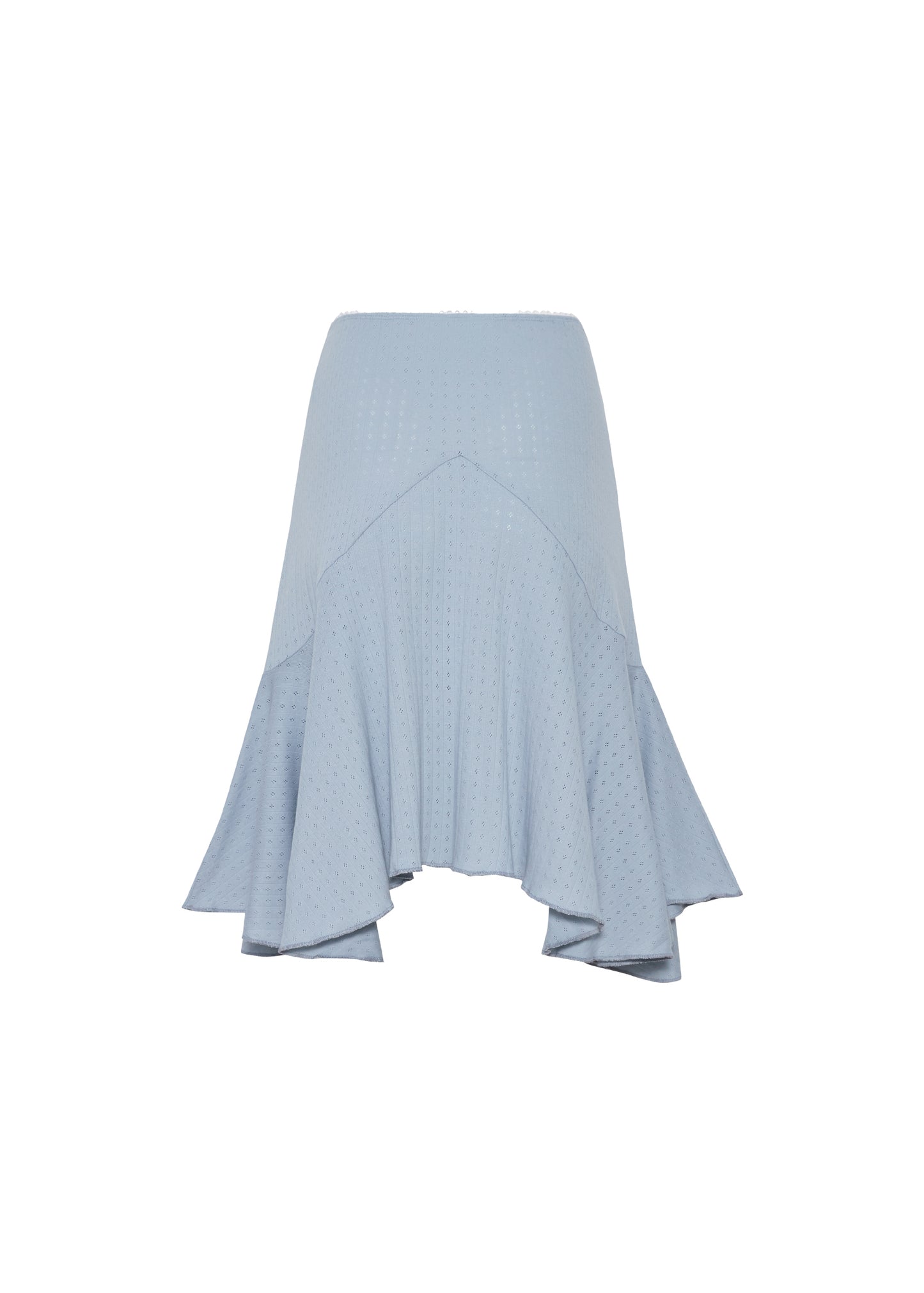 Pointelle Love midi skirt - powder blue
