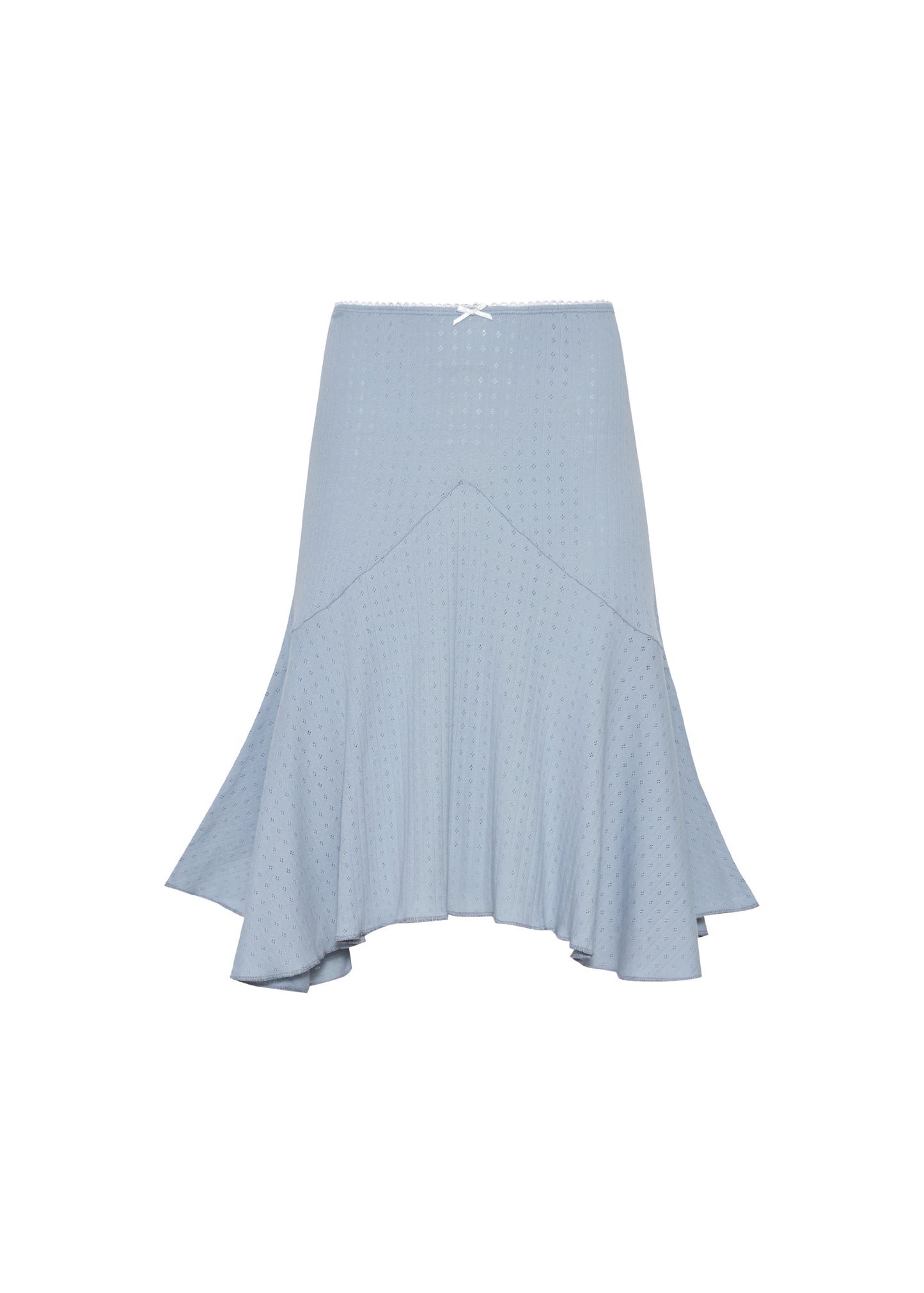 Pointelle Love midi skirt - powder blue