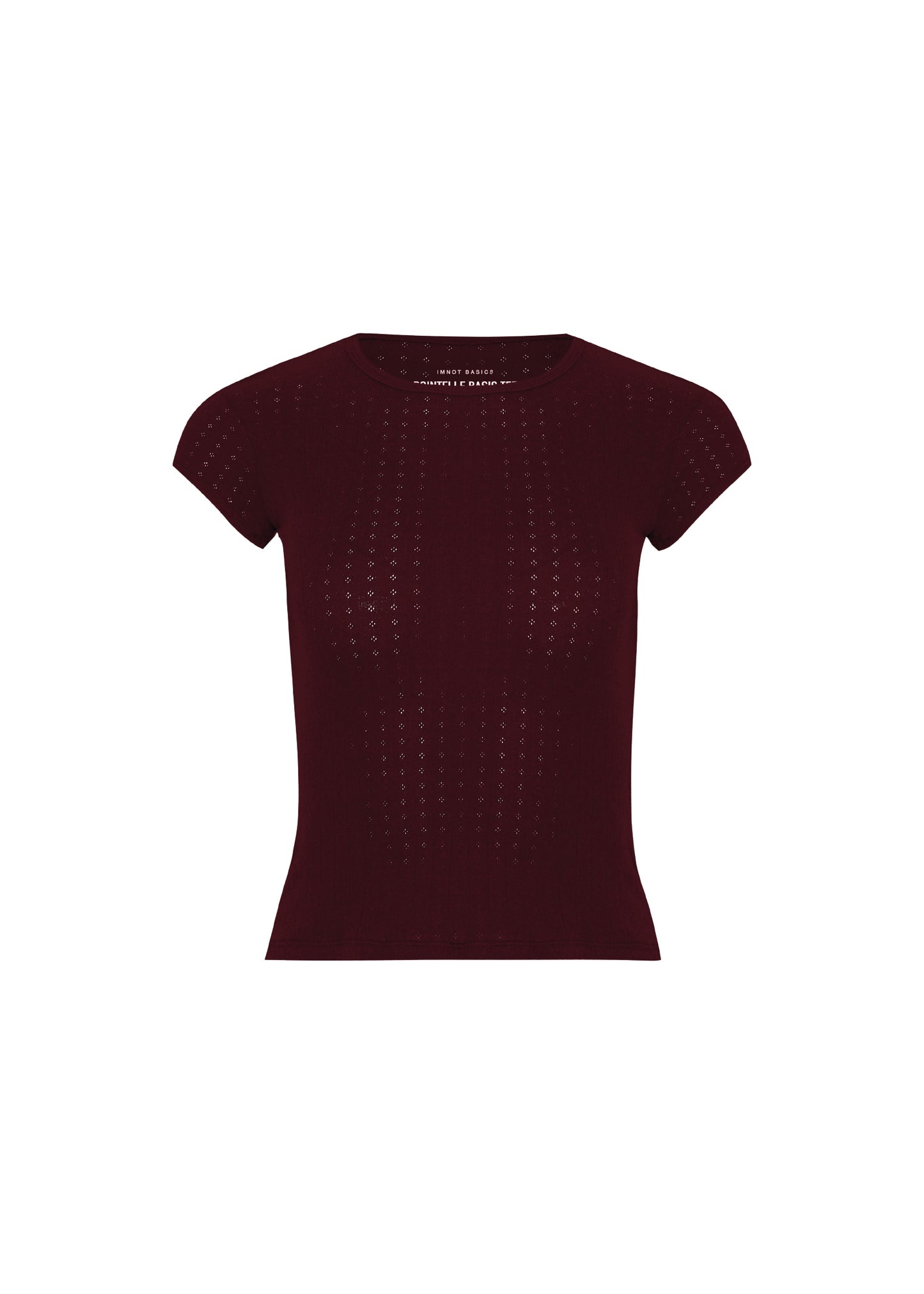 Pointelle Basic Tee -Dark red cherry