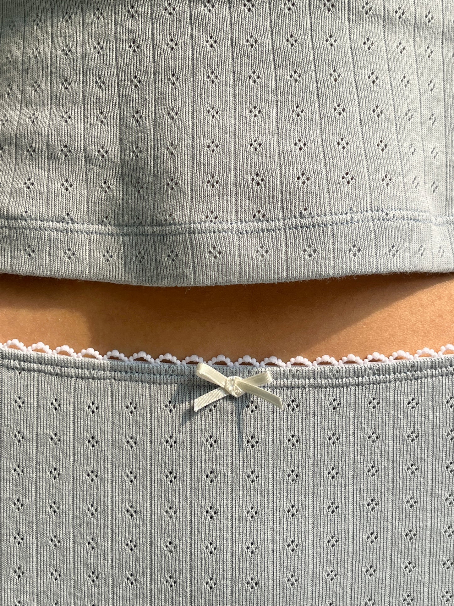 Pointelle Love midi skirt - powder blue