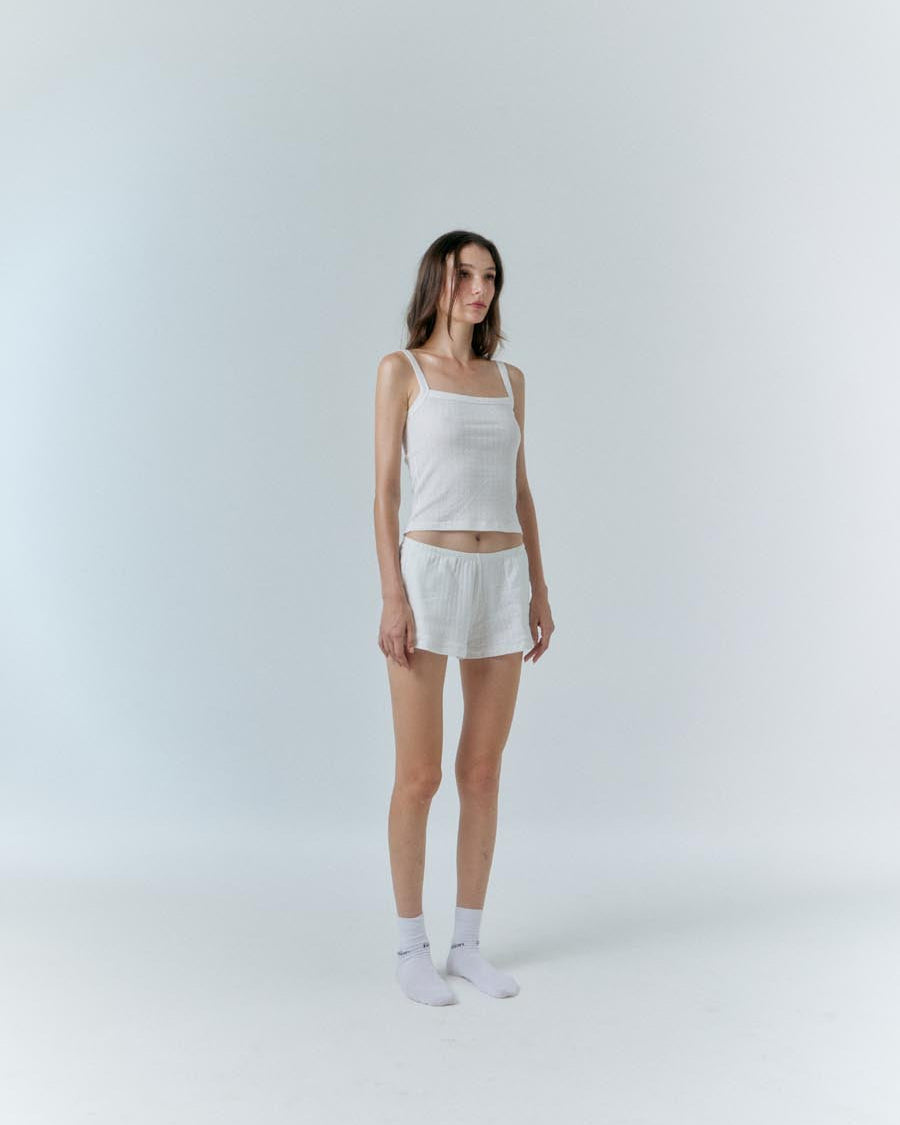 Pointelle Basic Cami Top - Powder