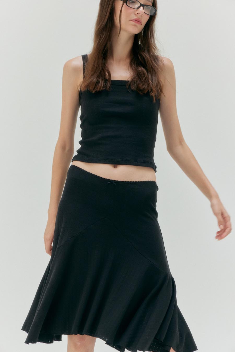 Pointelle Basic Cami Top - Charcoal