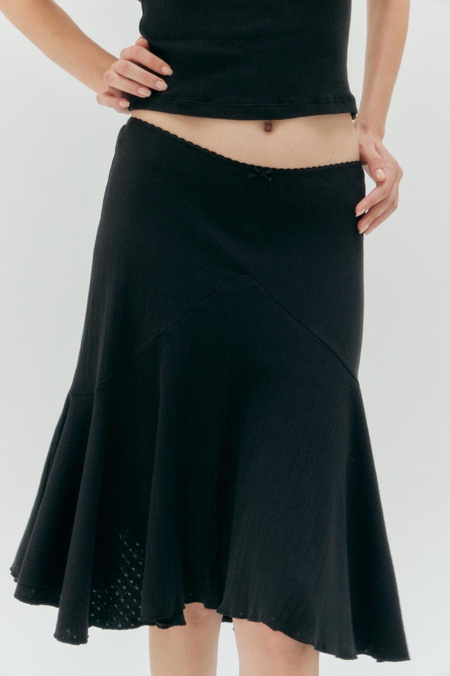 Pointelle Love midi skirt - charcoal