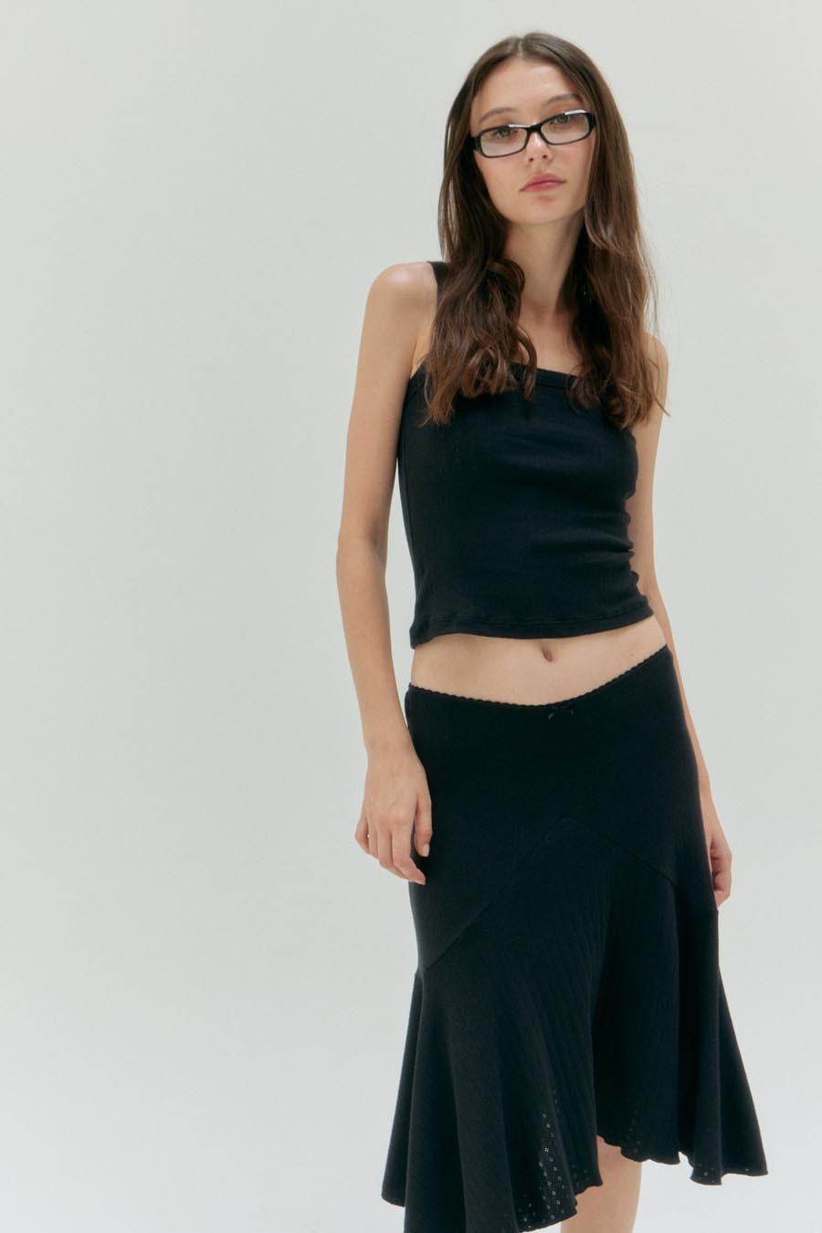 Pointelle Love midi skirt - charcoal