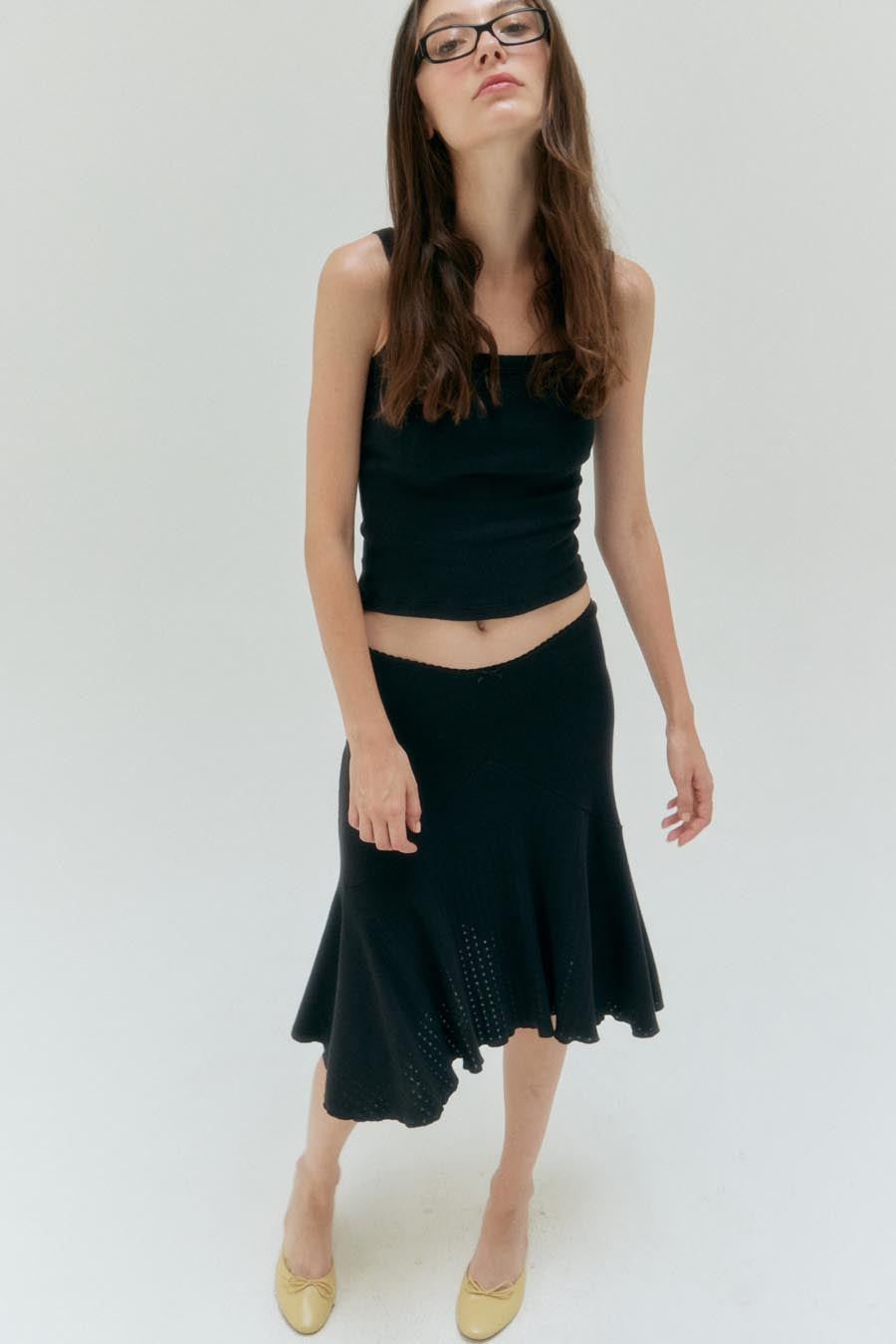 Pointelle Basic Cami Top - Charcoal