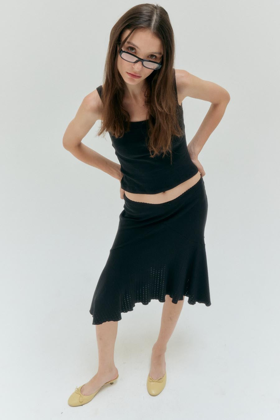 Pointelle Basic Cami Top - Charcoal