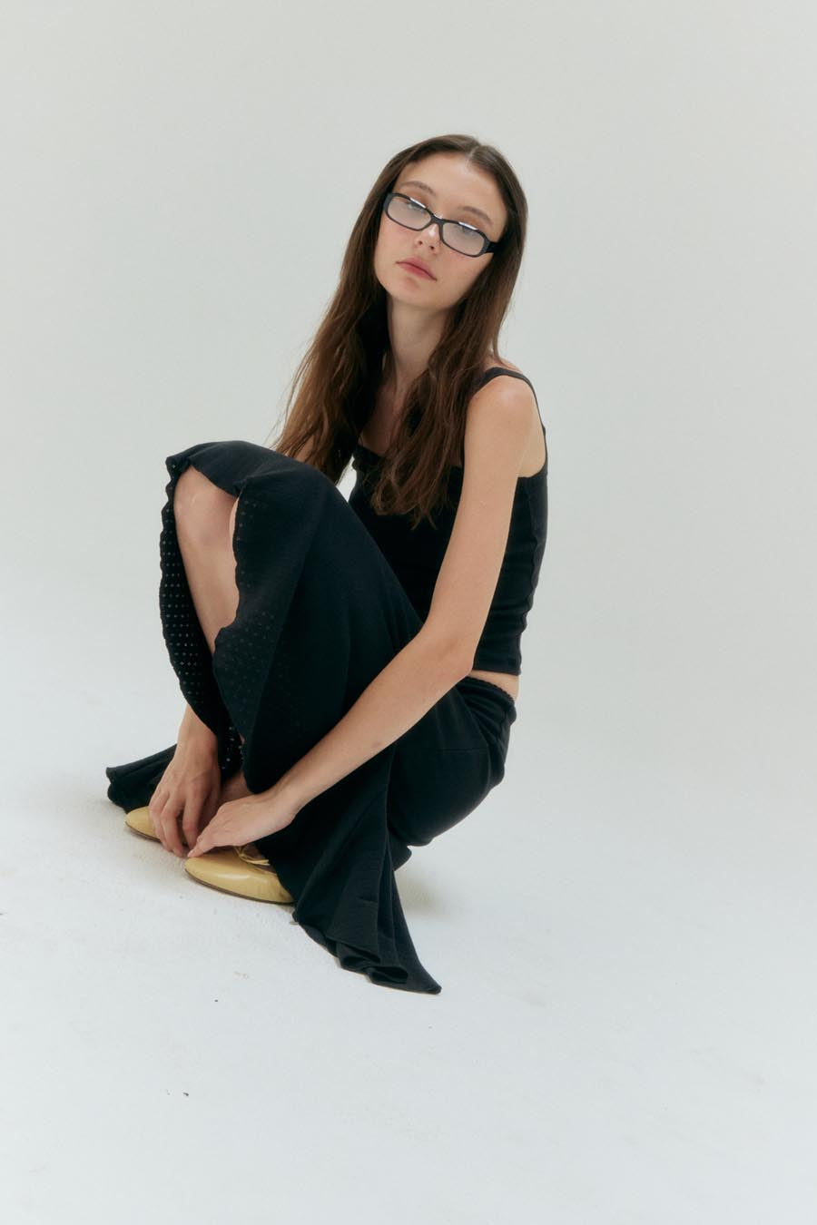 Pointelle Love midi skirt - charcoal