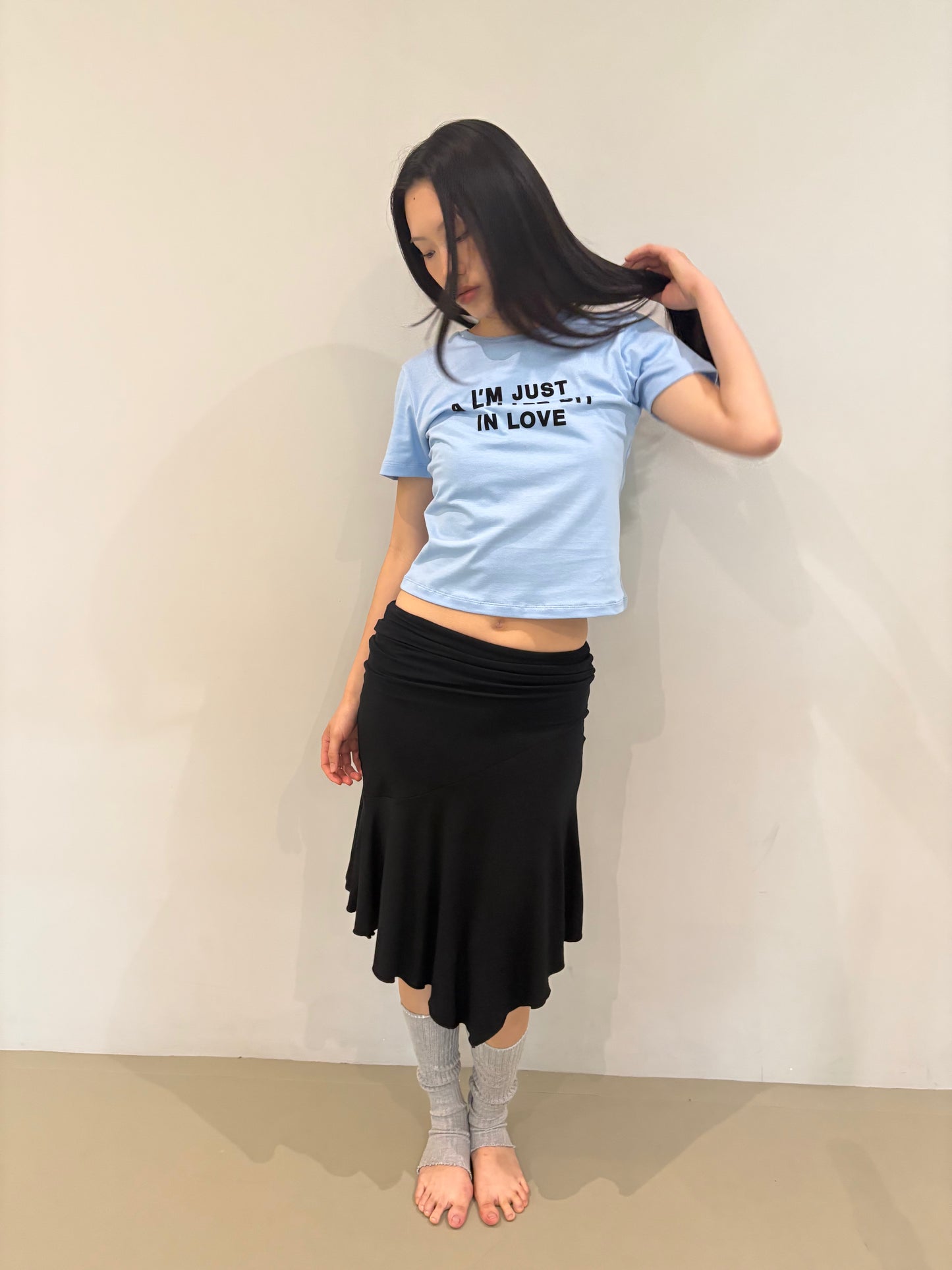 JERSEY FOLDOVER SKIRT - DEEP BLACK