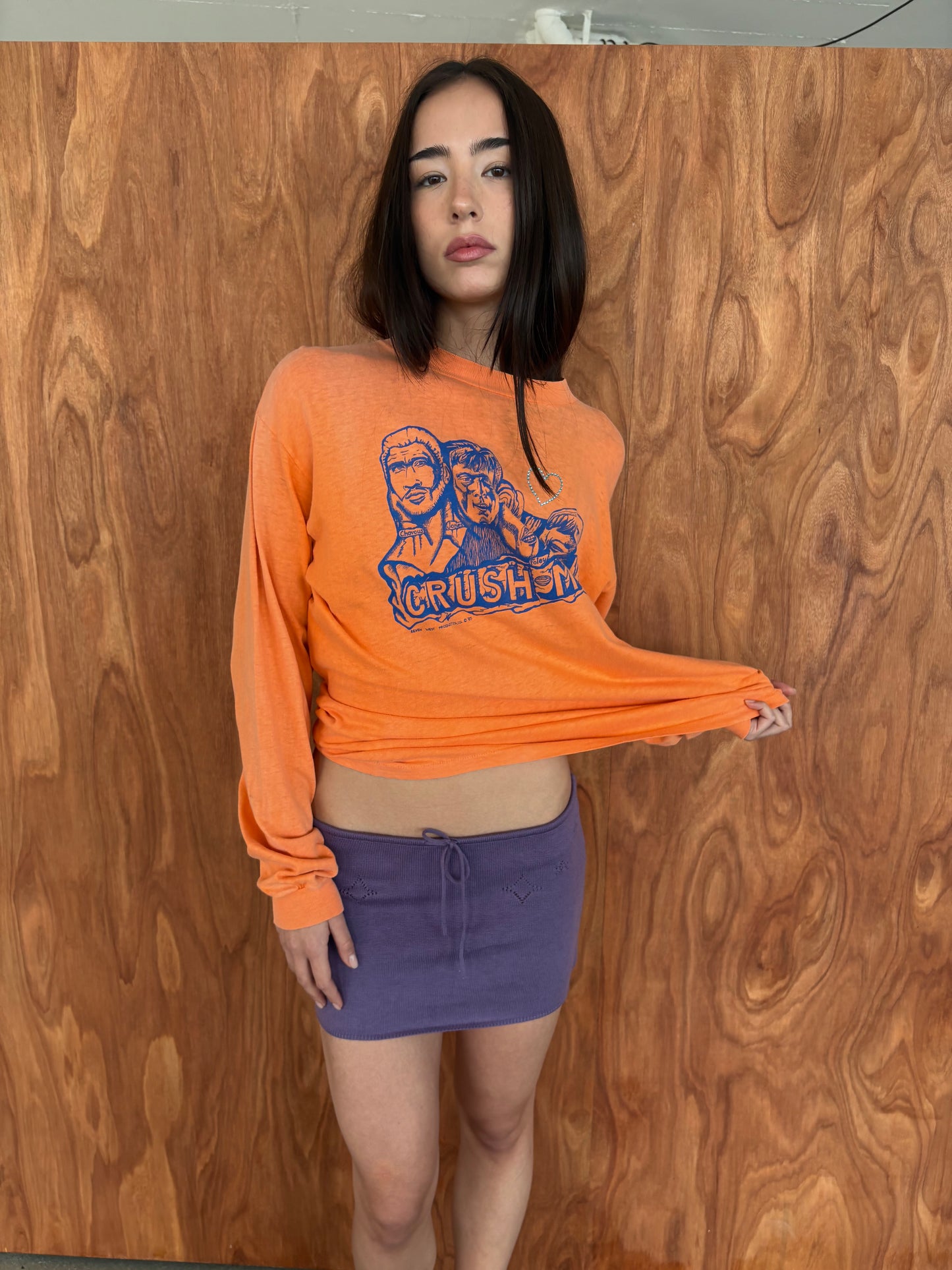 Knit Mini Skirt with Emoji Cut-Outs - ube