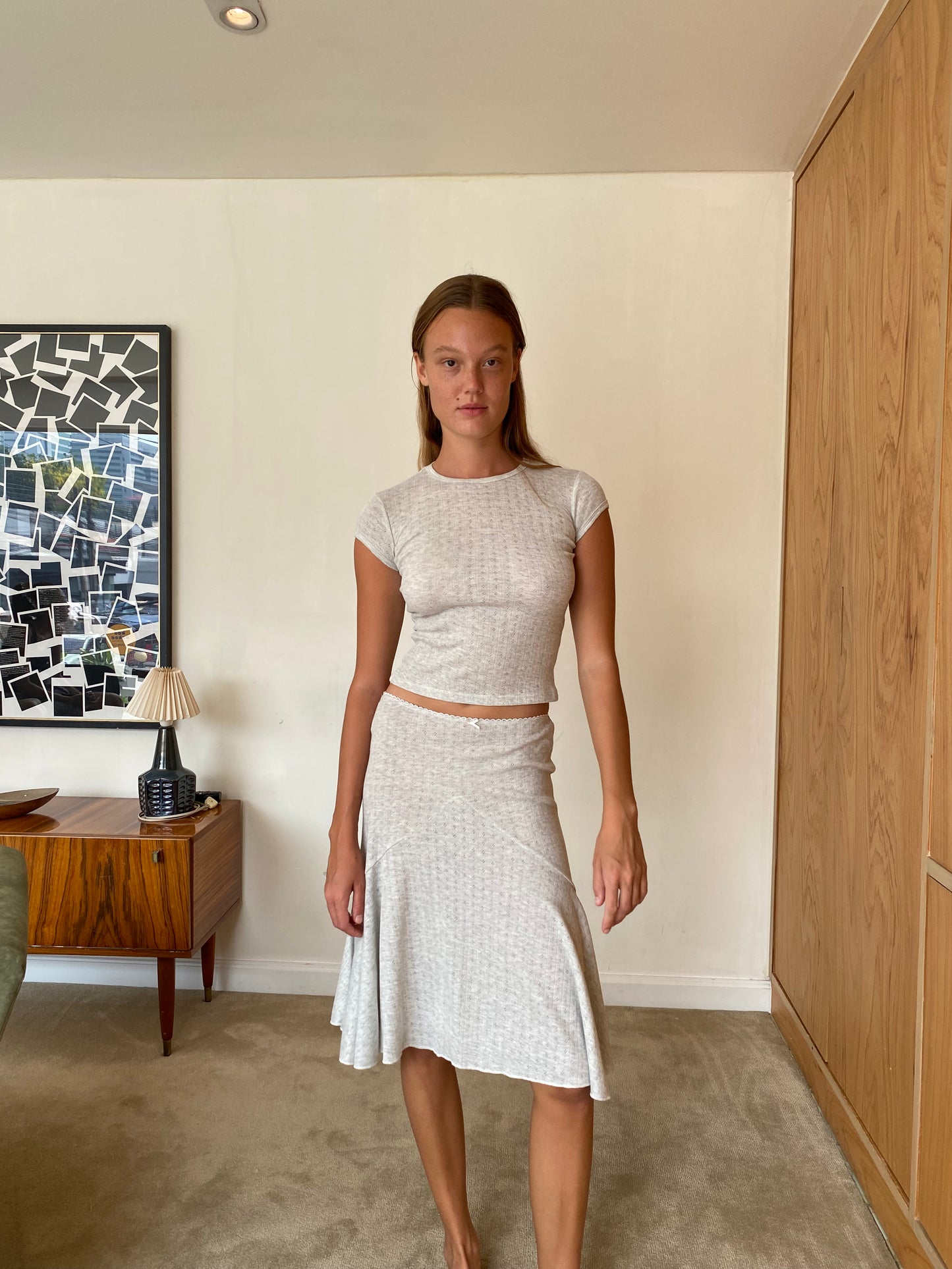 Pointelle Love midi skirt - grain