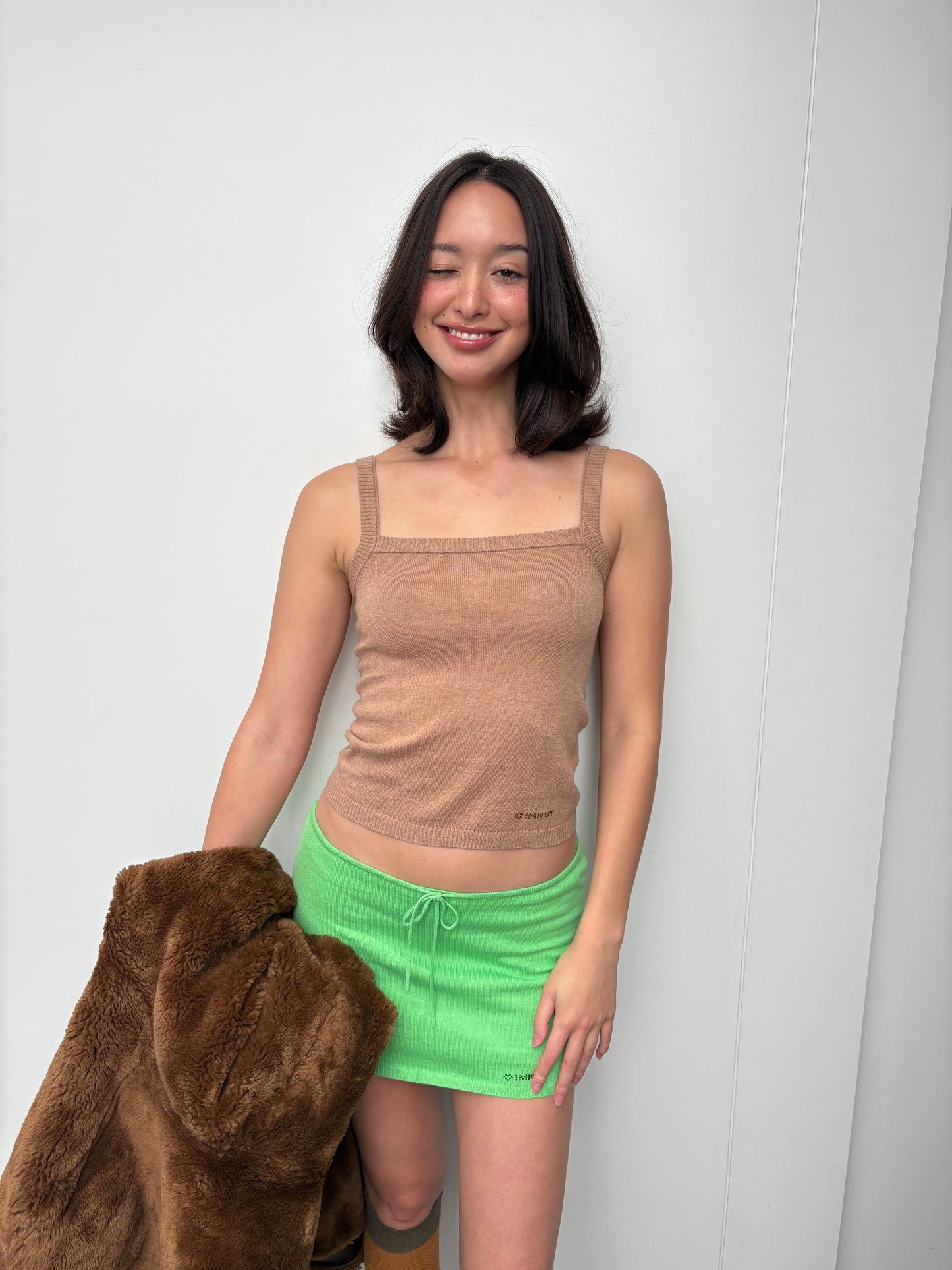 cozy knit mini skirt - apple jelly