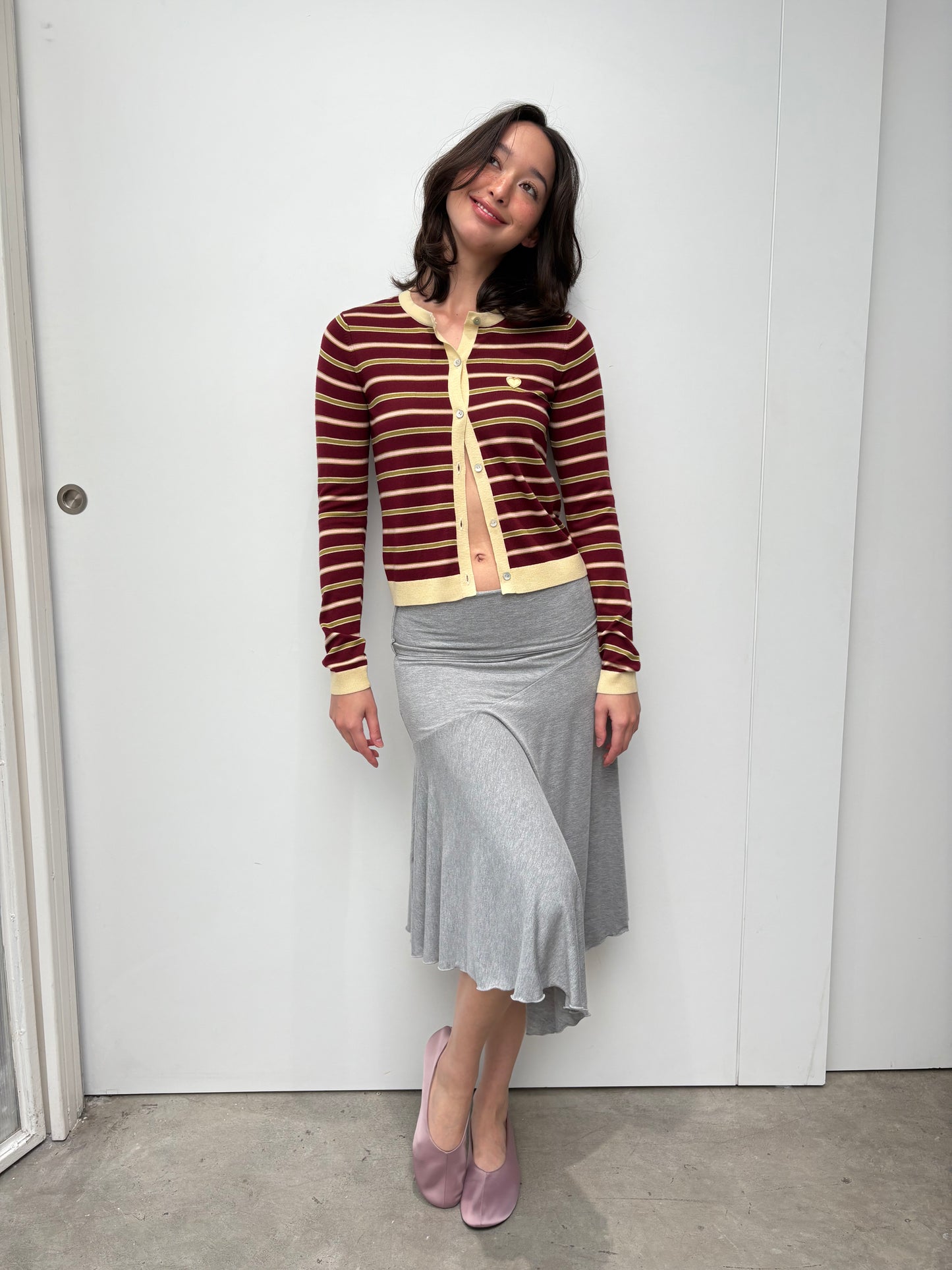 JERSEY FOLDOVER SKIRT - GRAY