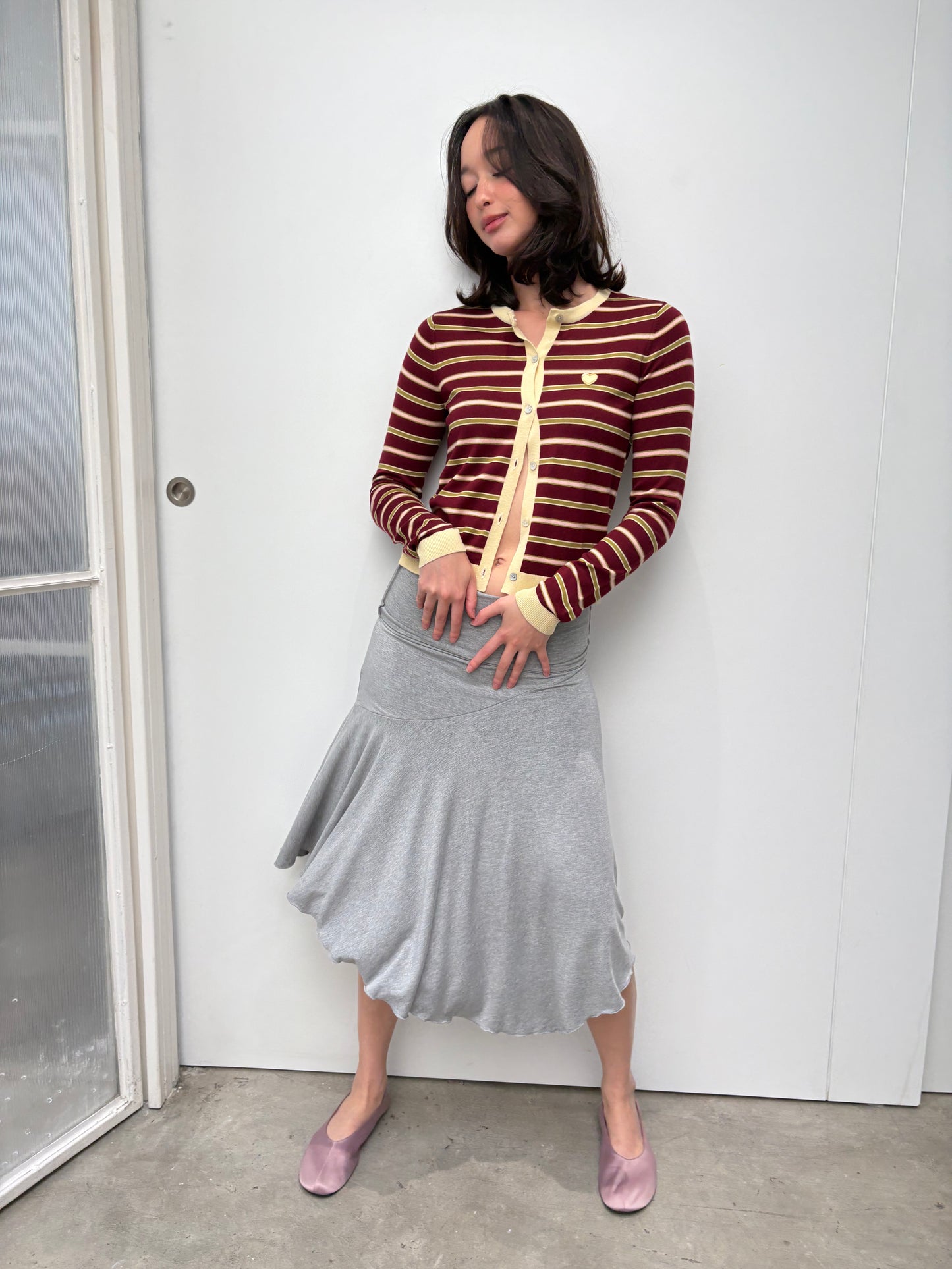 JERSEY FOLDOVER SKIRT - GRAY