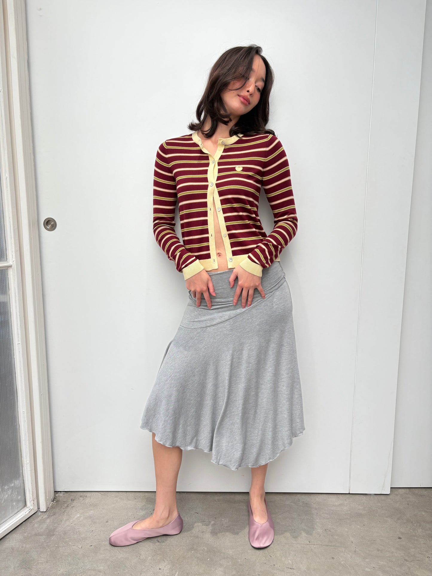 JERSEY FOLDOVER SKIRT - GRAY