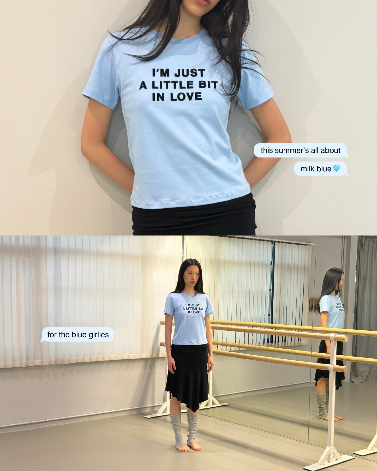 A LITTLE BIT IN LOVE TEE in MILK BLUE