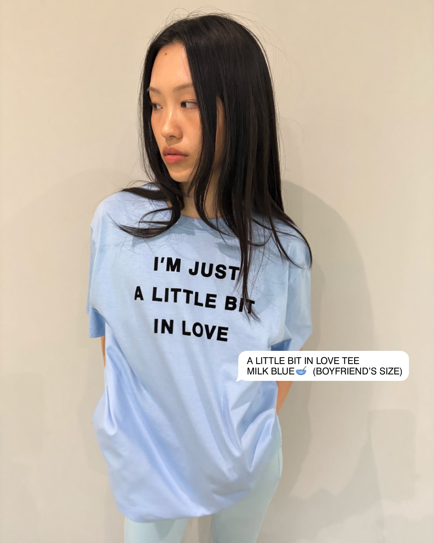 A LITTLE BIT IN LOVE TEE in MILK BLUE