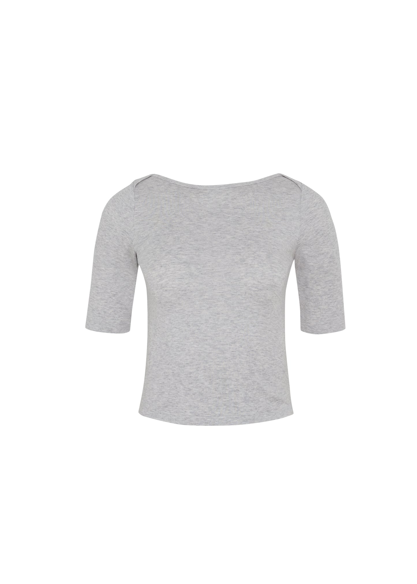 GENTLE ELBOW SLEEVE TOP - HEATHER GRAY