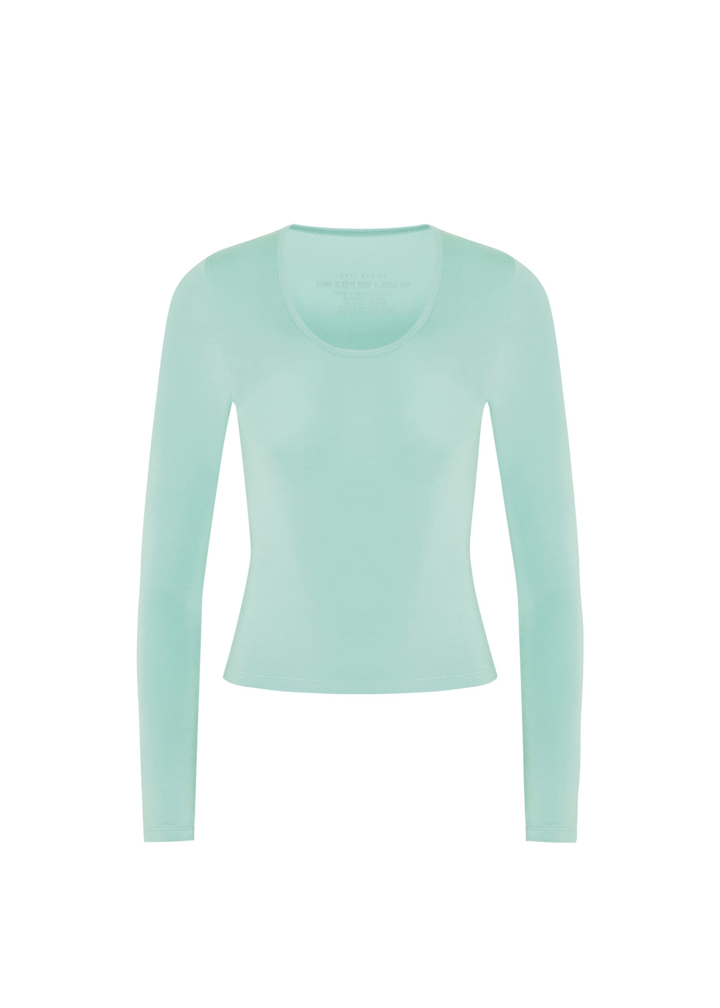 LONG SLEEVE DEEP V NECK TOP - Soft jade
