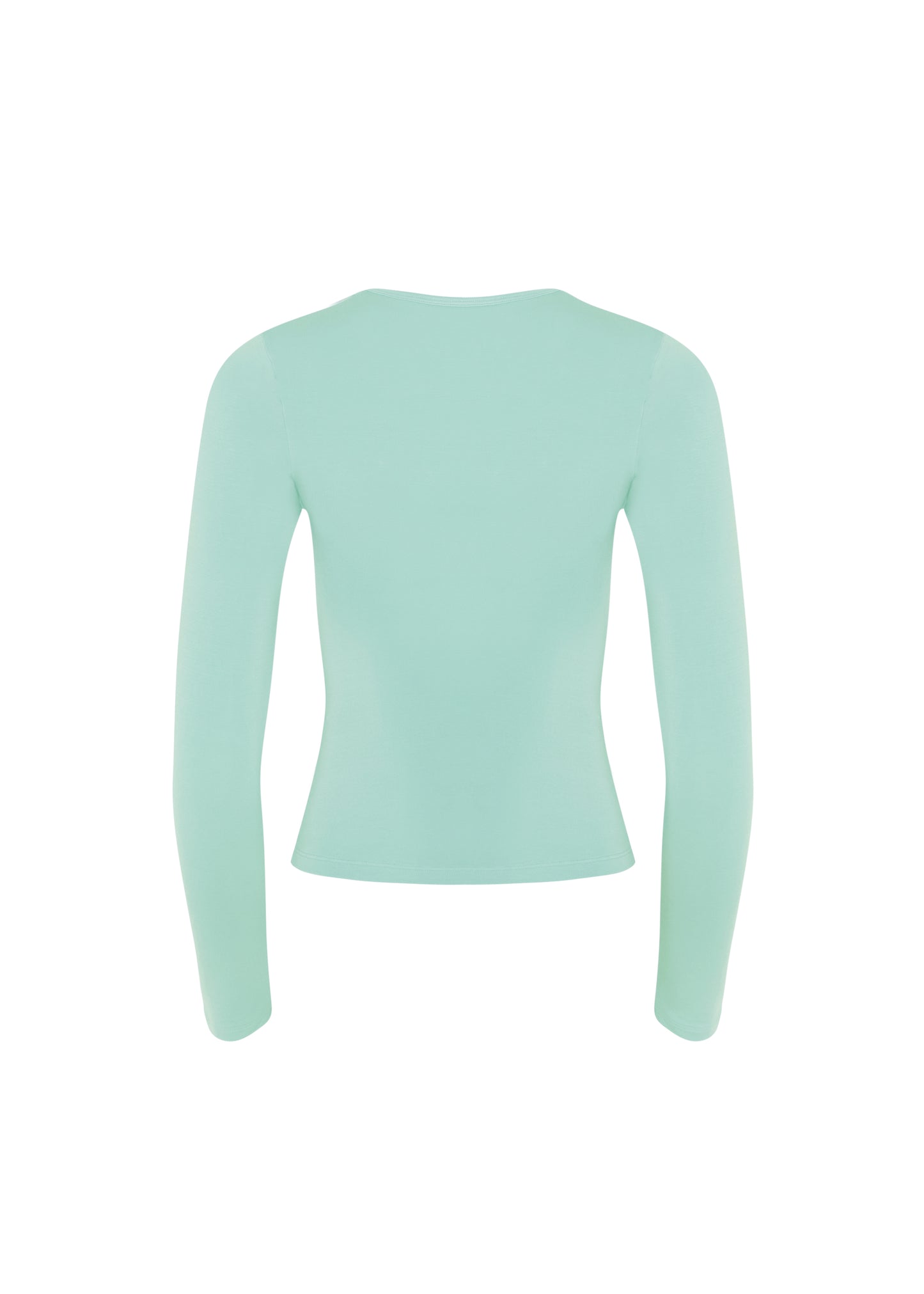 LONG SLEEVE DEEP V NECK TOP - Soft jade