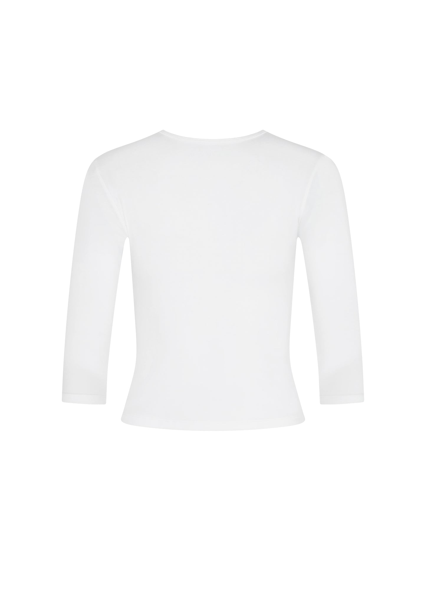 Classic V-Neck Tee with Three-Quarter Sleeves - WHITE