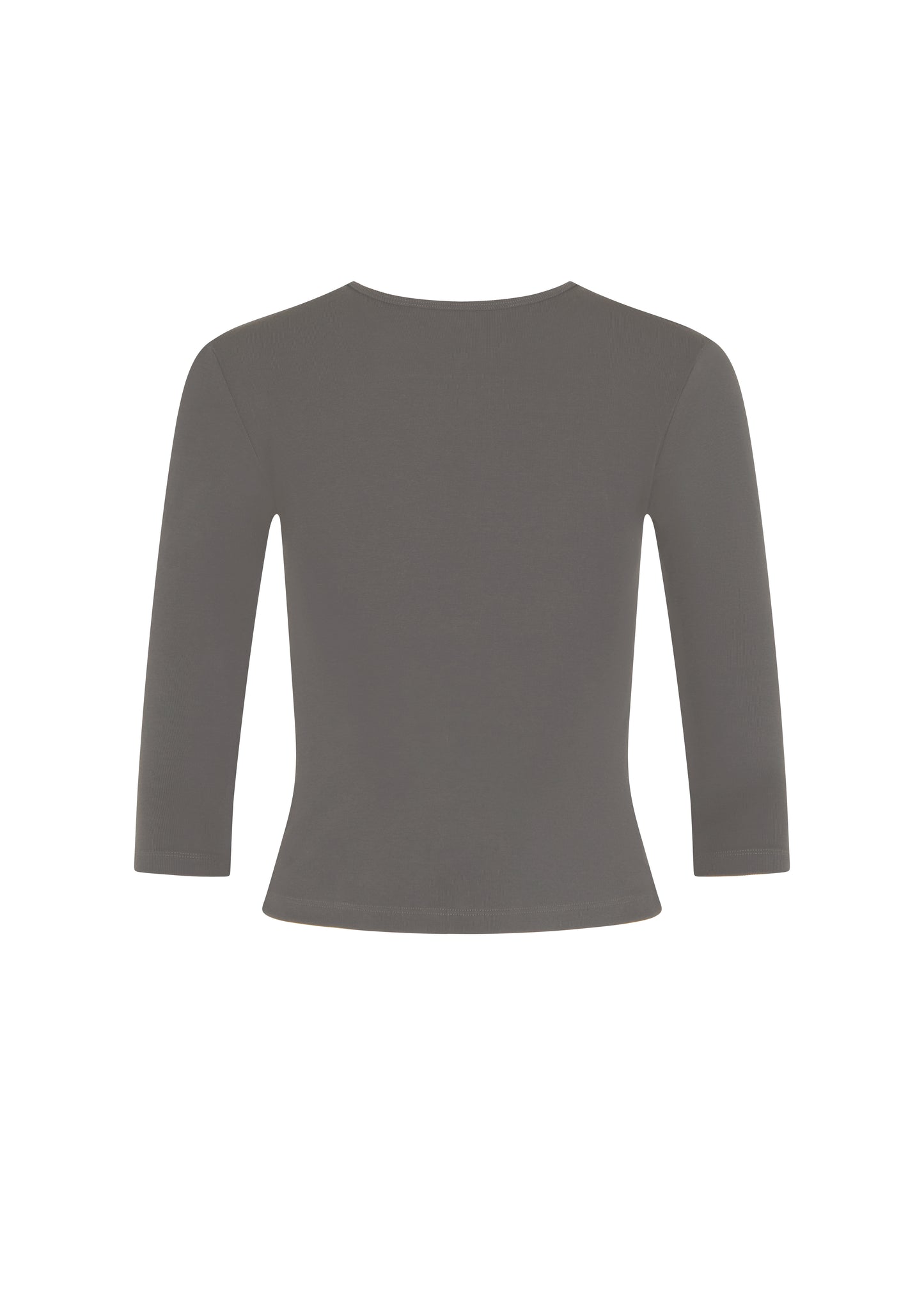 Classic V-Neck Tee with Three-Quarter Sleeves - SMOKE
