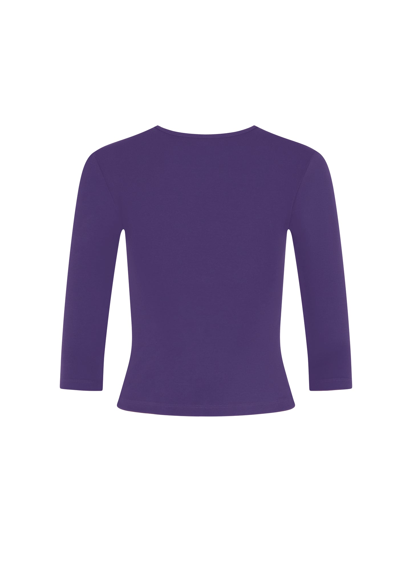 Classic V-Neck Tee with Three-Quarter Sleeves - faded purple