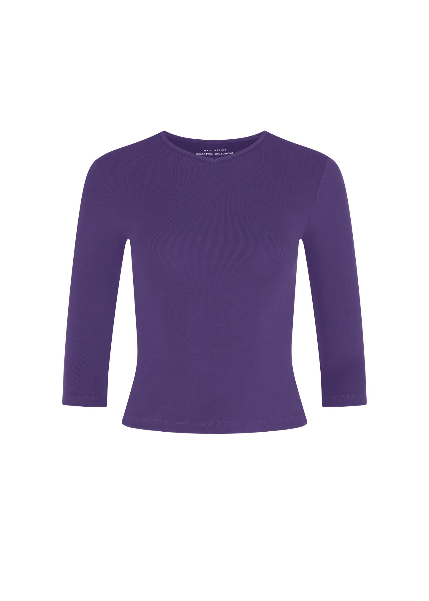 Classic V-Neck Tee with Three-Quarter Sleeves - faded purple