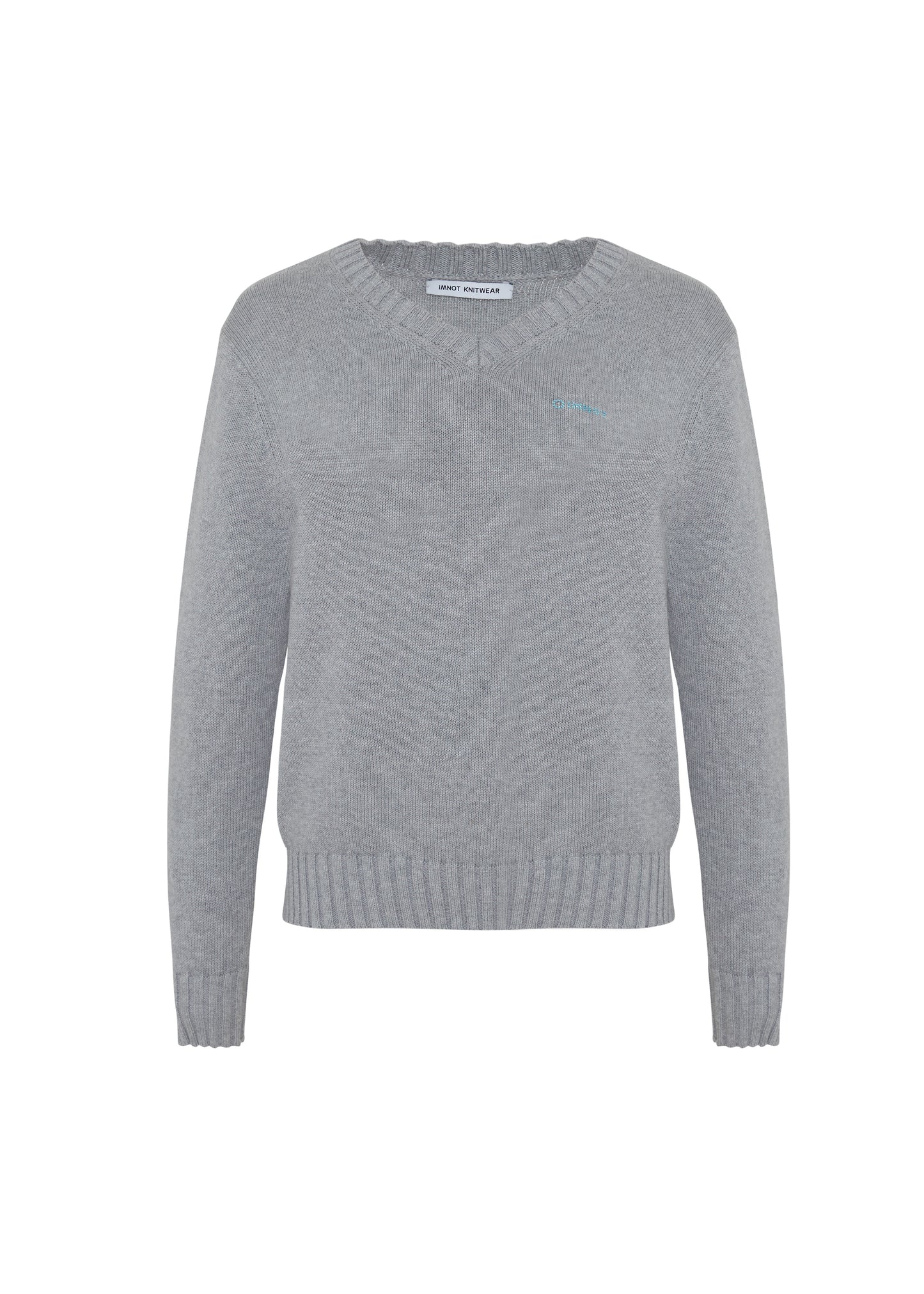 classic v neck knit sweater - moon mist