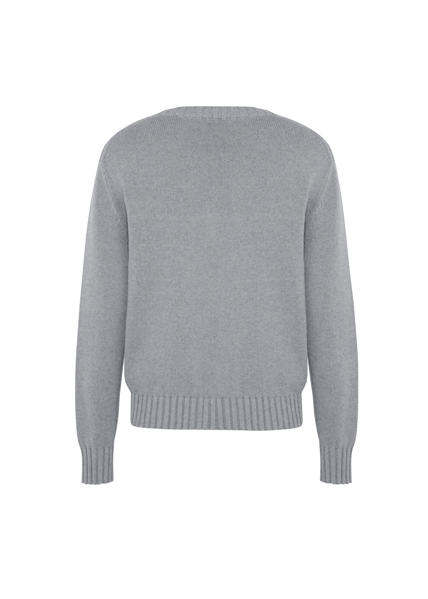 classic v neck knit sweater - moon mist