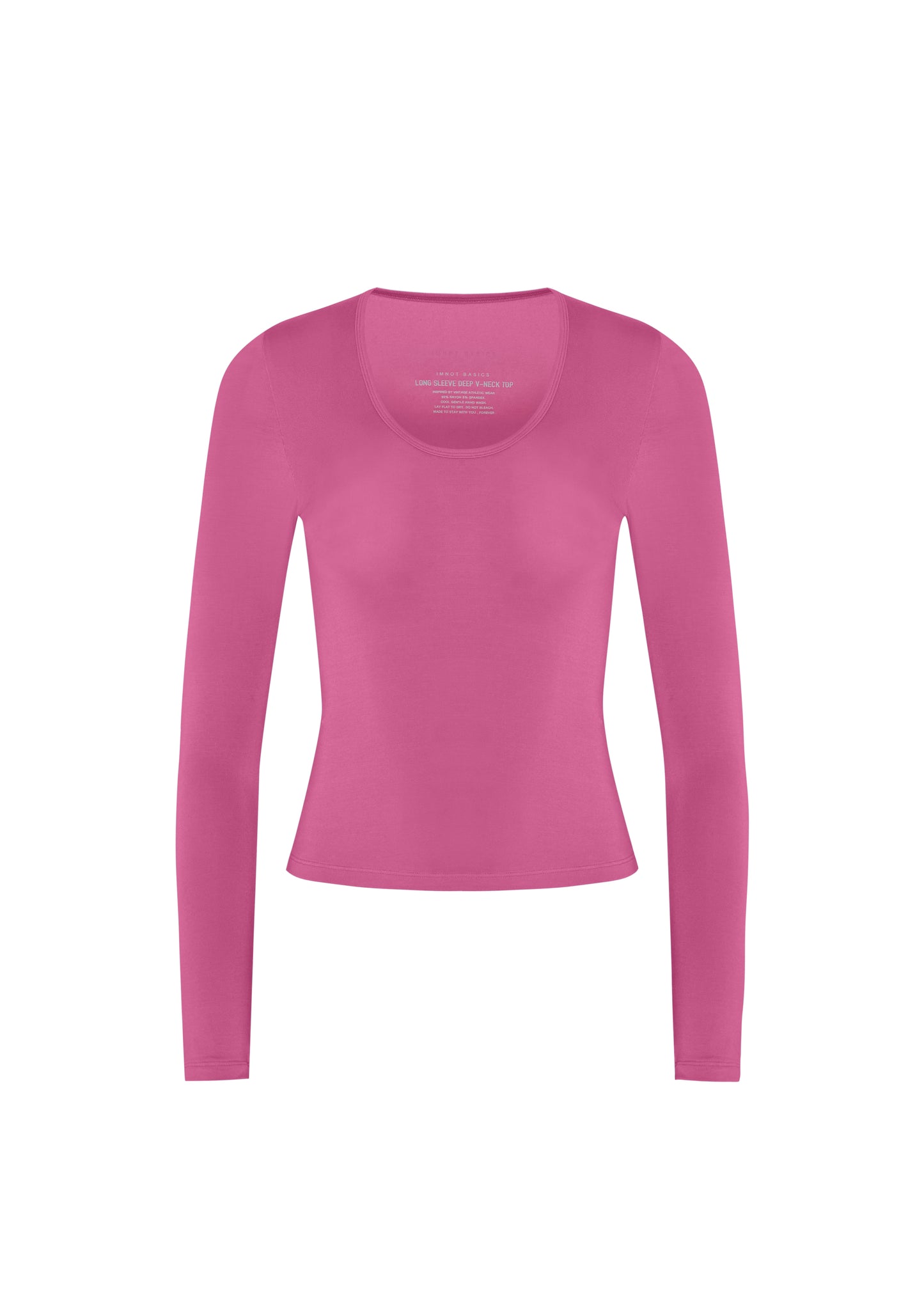 LONG SLEEVE DEEP V NECK TOP - CLAY PINK