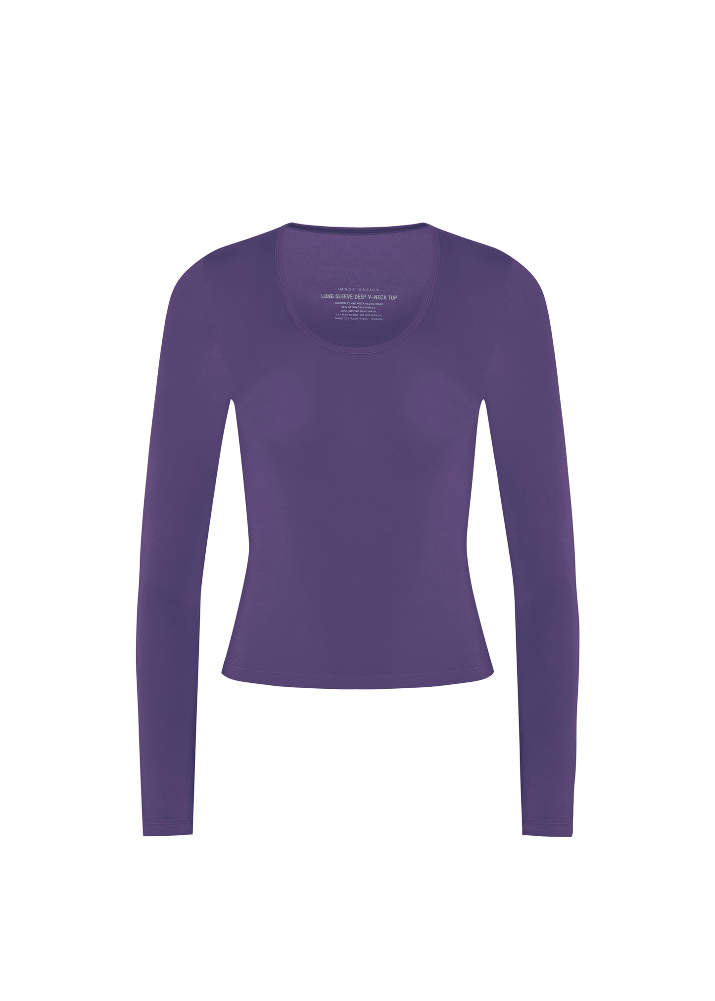 LONG SLEEVE DEEP V NECK TOP - Mangosteen