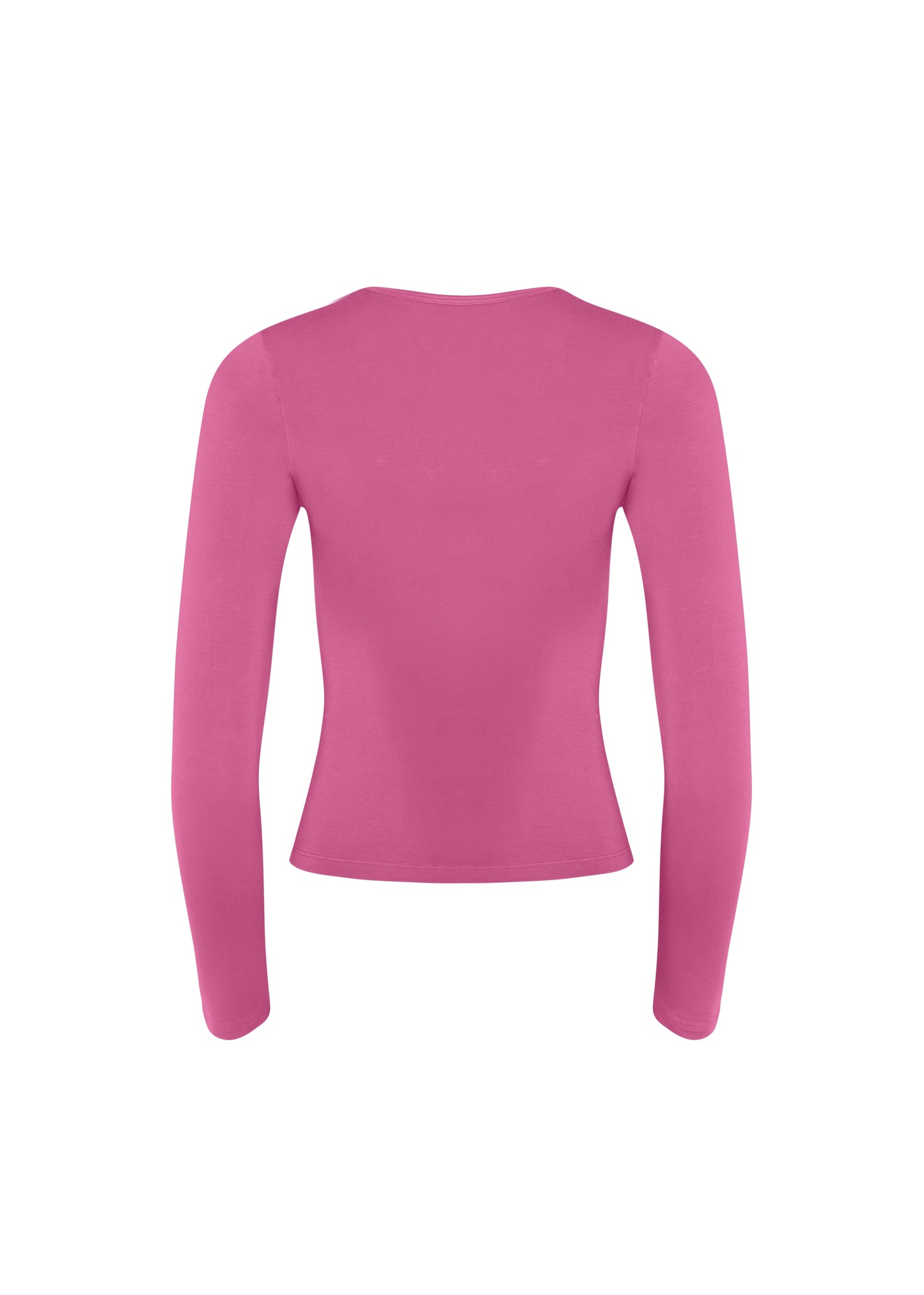LONG SLEEVE DEEP V NECK TOP - CLAY PINK