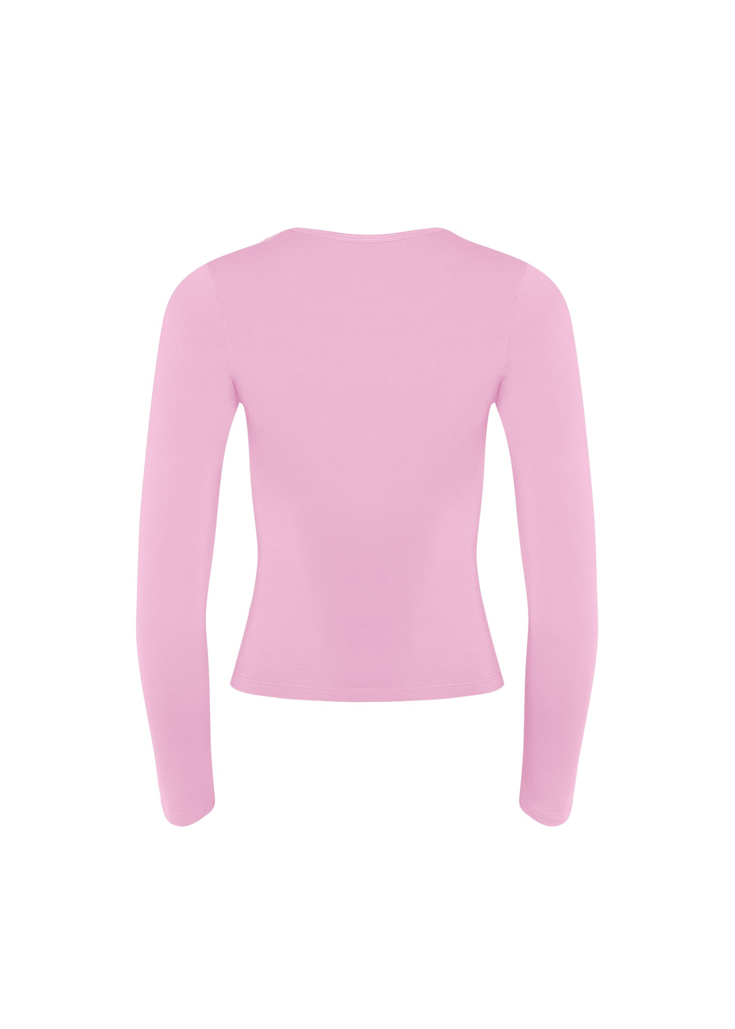LONG SLEEVE DEEP V NECK TOP - Pretty pink