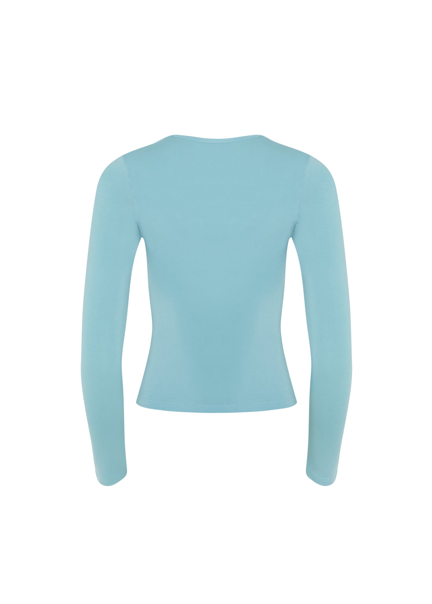 LONG SLEEVE DEEP V NECK TOP - JELLY BLUE
