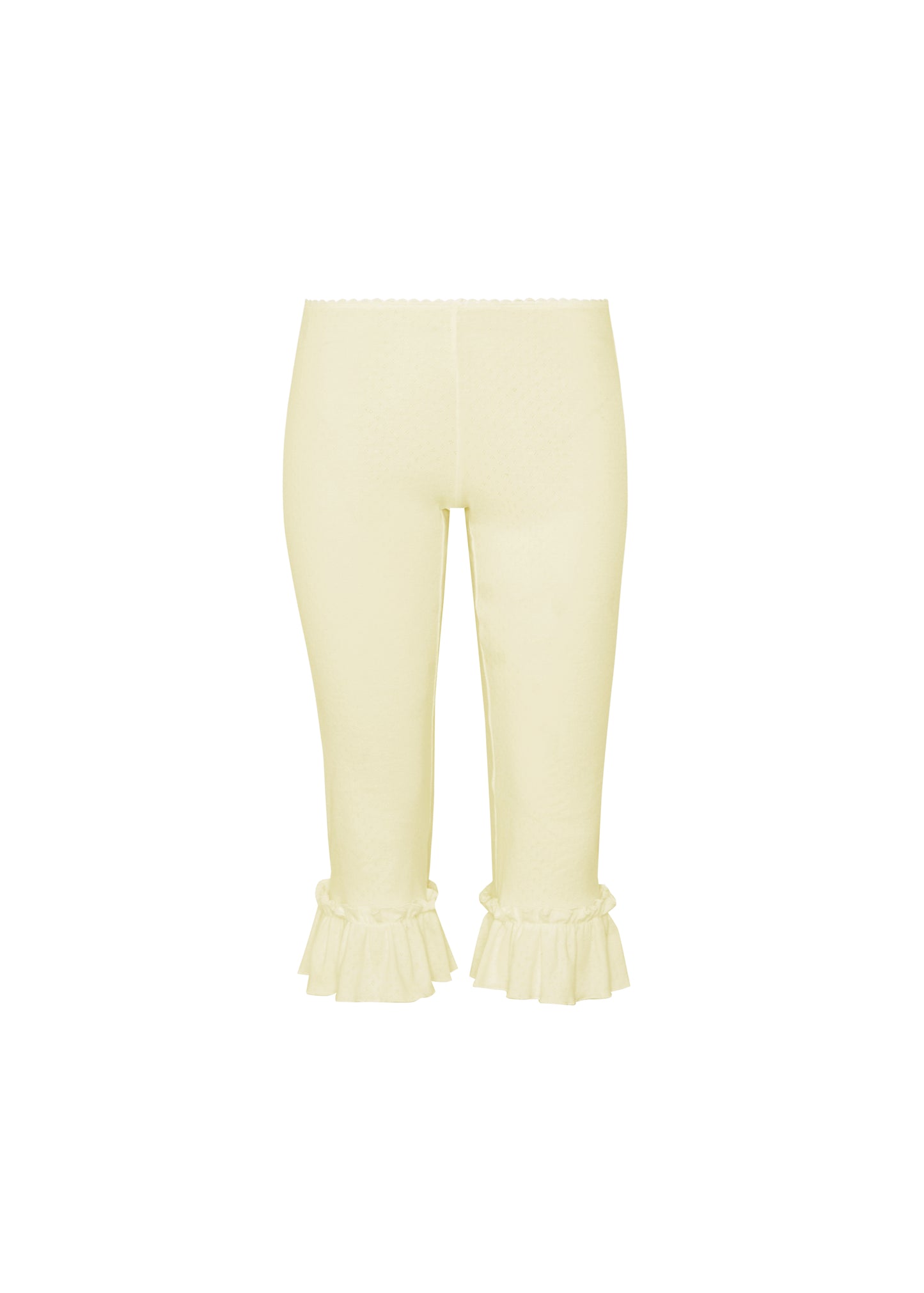 RUFFLE POINTELLE CAPRI PANTS - butter milk