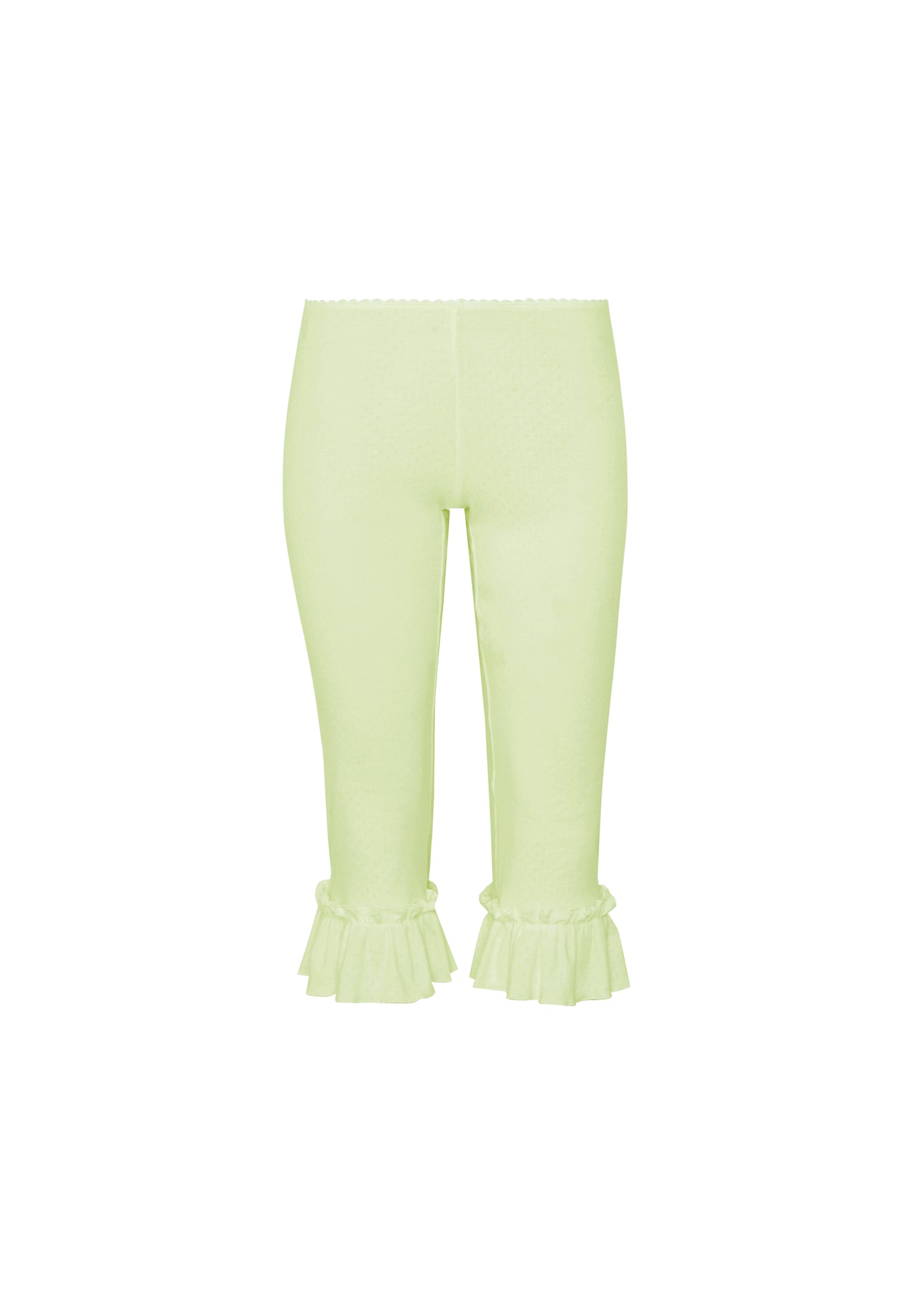 RUFFLE POINTELLE CAPRI PANTS - Avocado cream