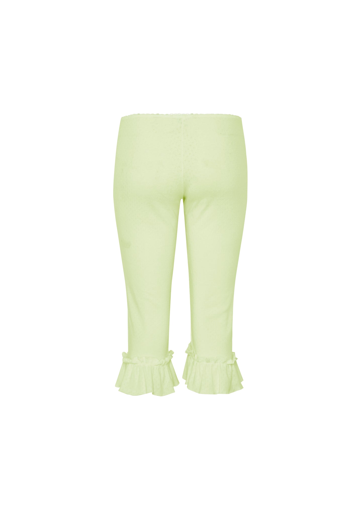 RUFFLE POINTELLE CAPRI PANTS - Avocado cream