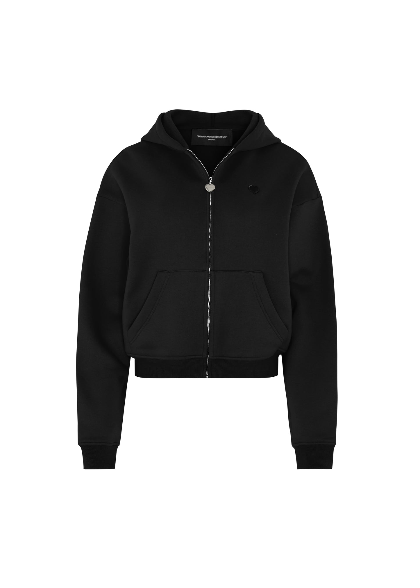 CLASSIC CROPPED FLEECE HOODIE - BLACK