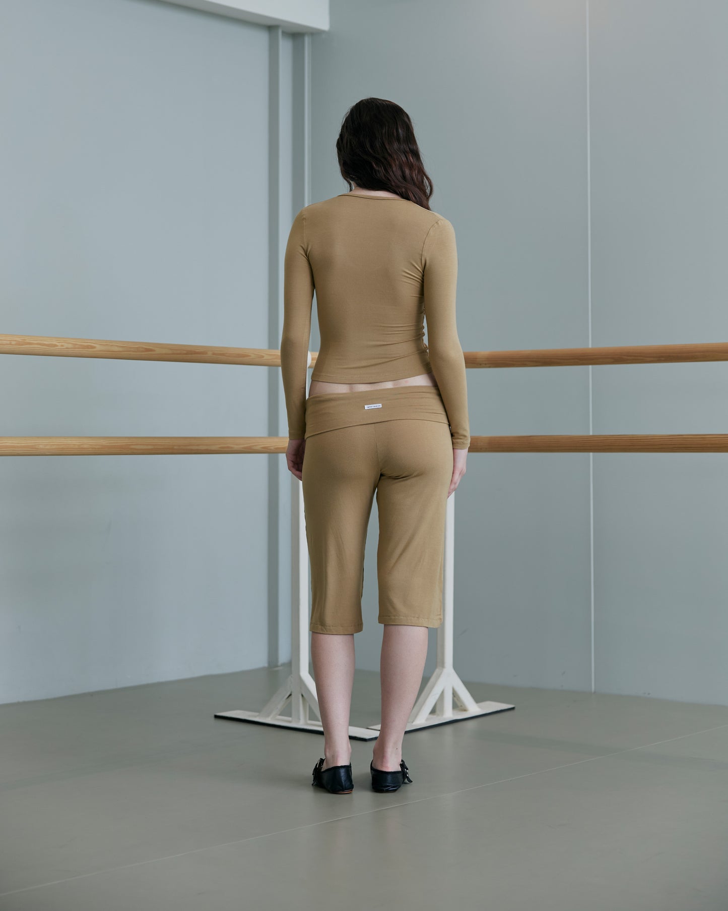 JERSEY FOLDOVER CAPRI PANTS - DRY OAT