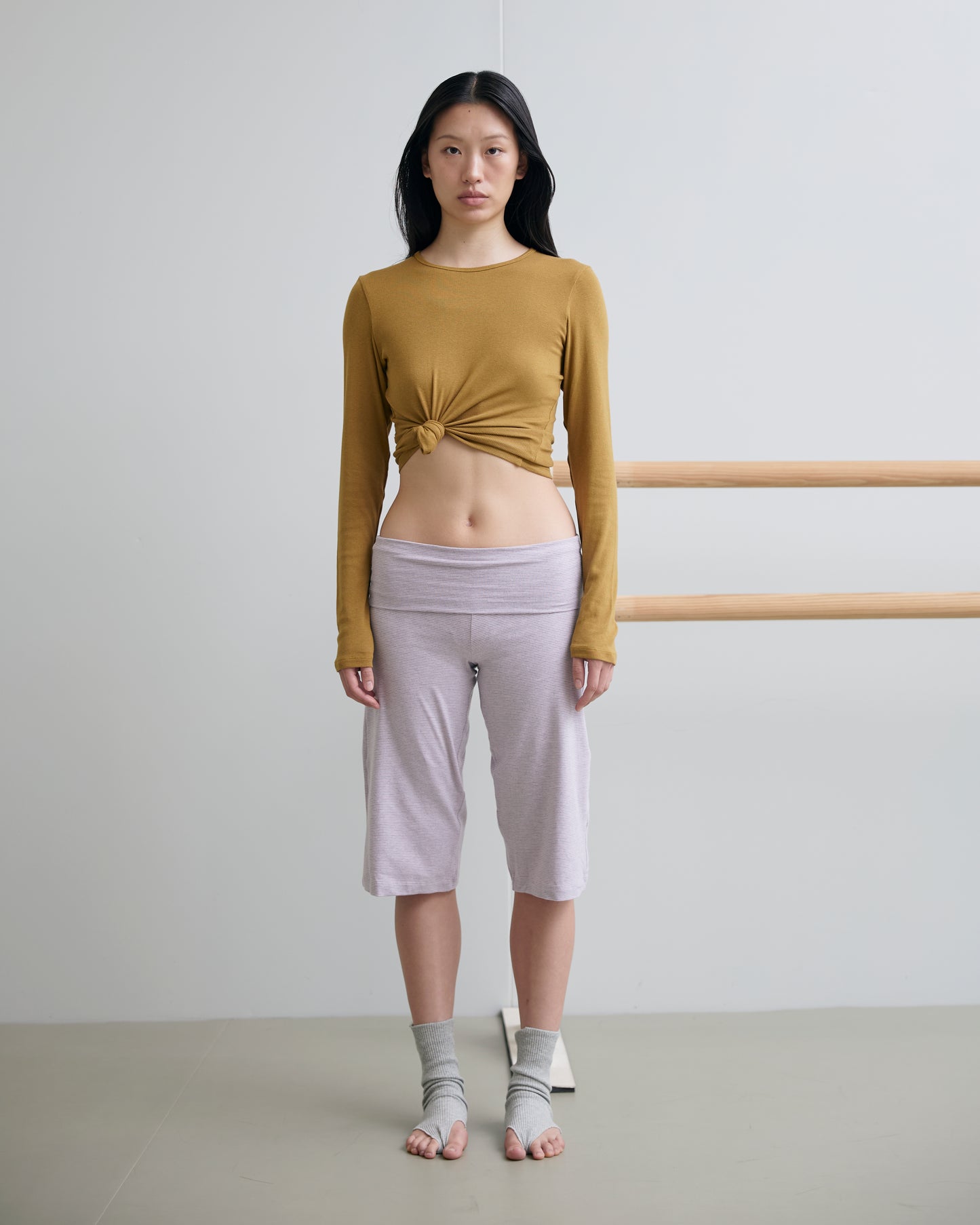 JERSEY FOLDOVER CAPRI PANTS - SWEET STRIPE