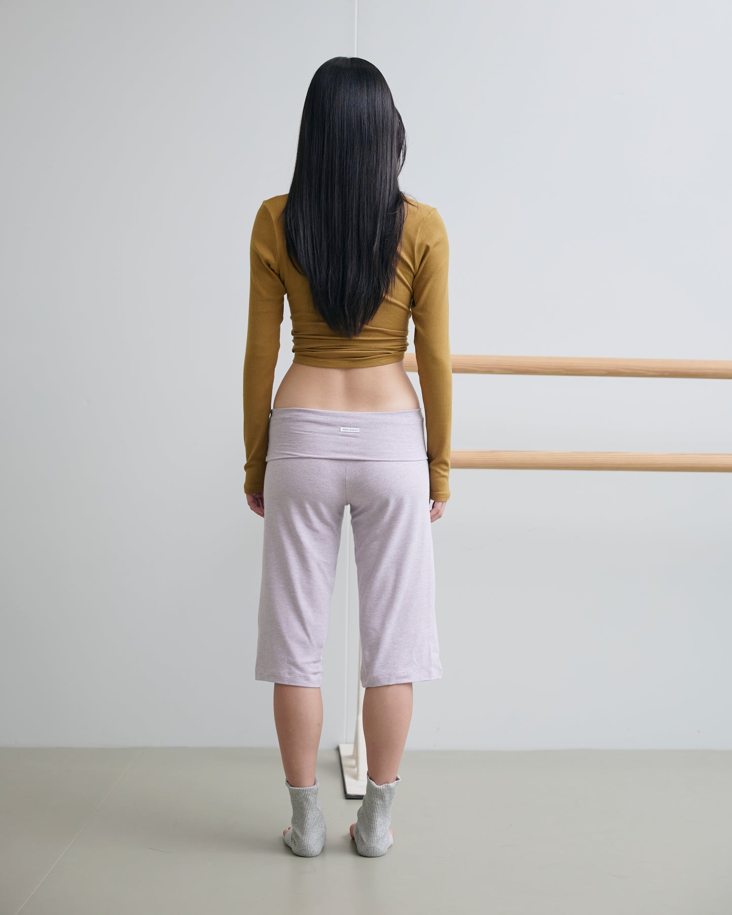 JERSEY FOLDOVER CAPRI PANTS - SWEET STRIPE