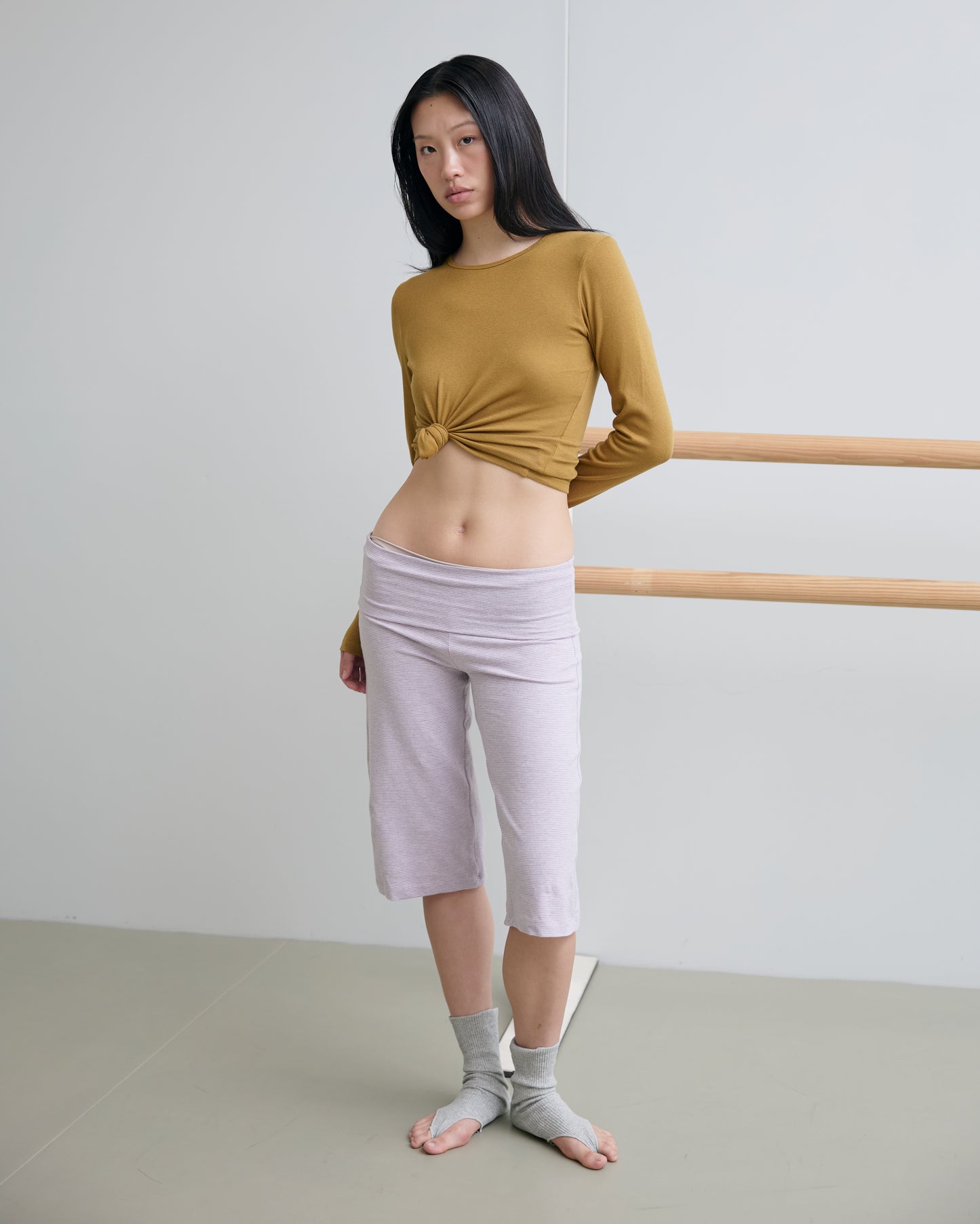 JERSEY FOLDOVER CAPRI PANTS - SWEET STRIPE