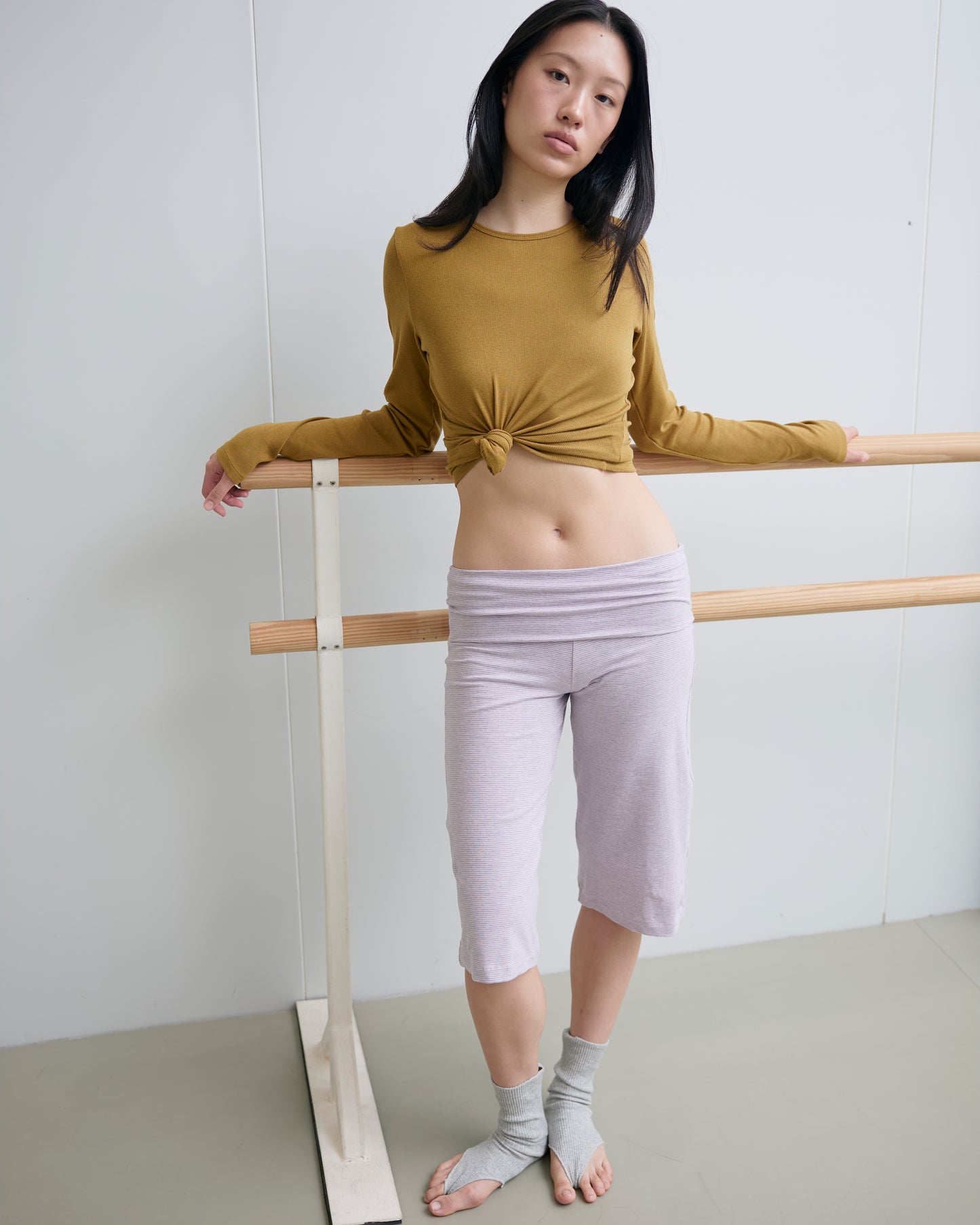 JERSEY FOLDOVER CAPRI PANTS - SWEET STRIPE