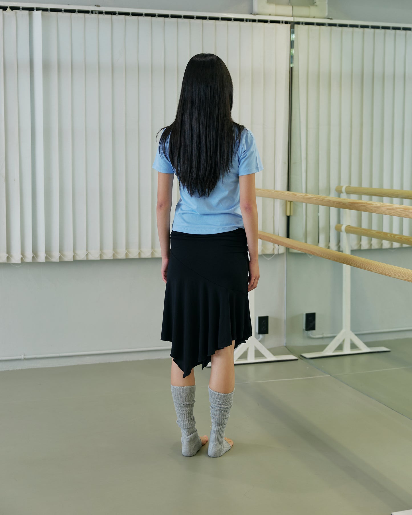 JERSEY FOLDOVER SKIRT - DEEP BLACK