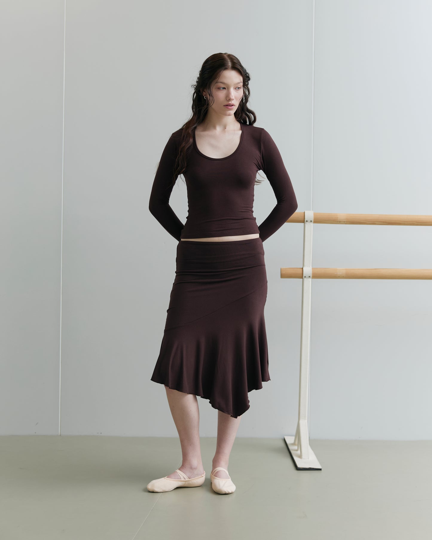 JERSEY FOLDOVER SKIRT - CHOCOLATE BARK