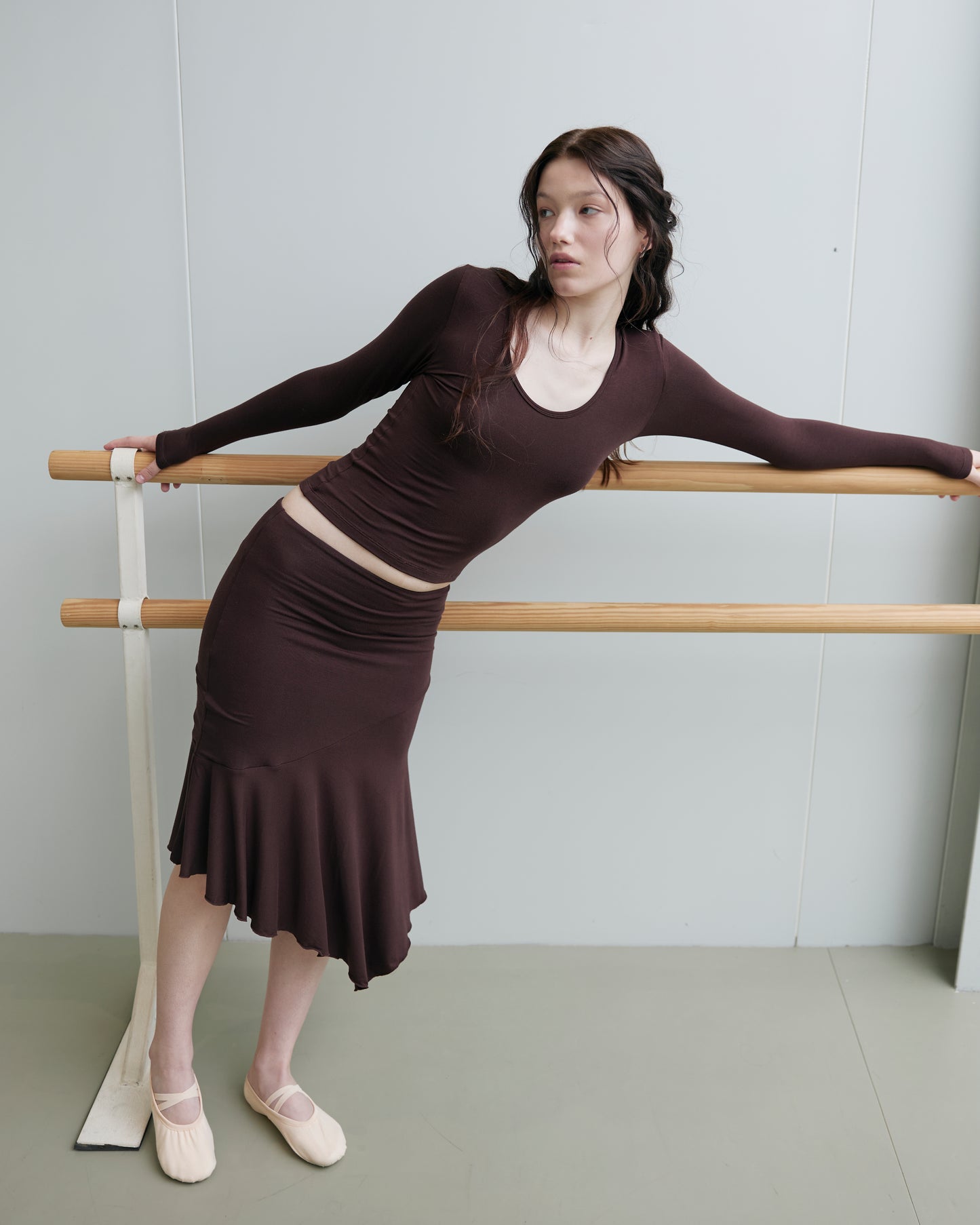 JERSEY FOLDOVER SKIRT - CHOCOLATE BARK