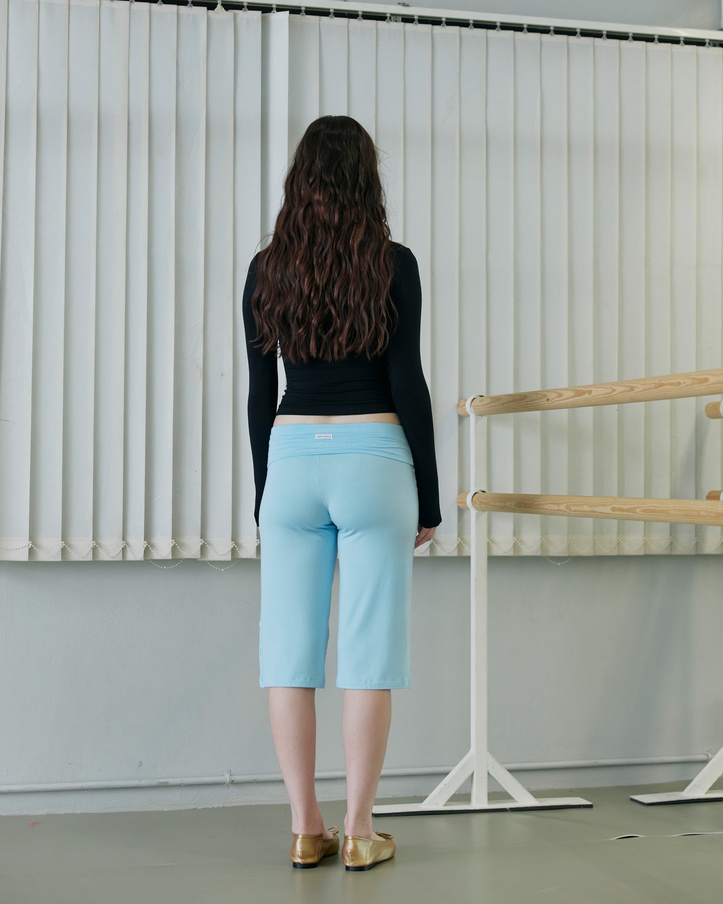 JERSEY FOLDOVER CAPRI PANTS - JELLY BLUE