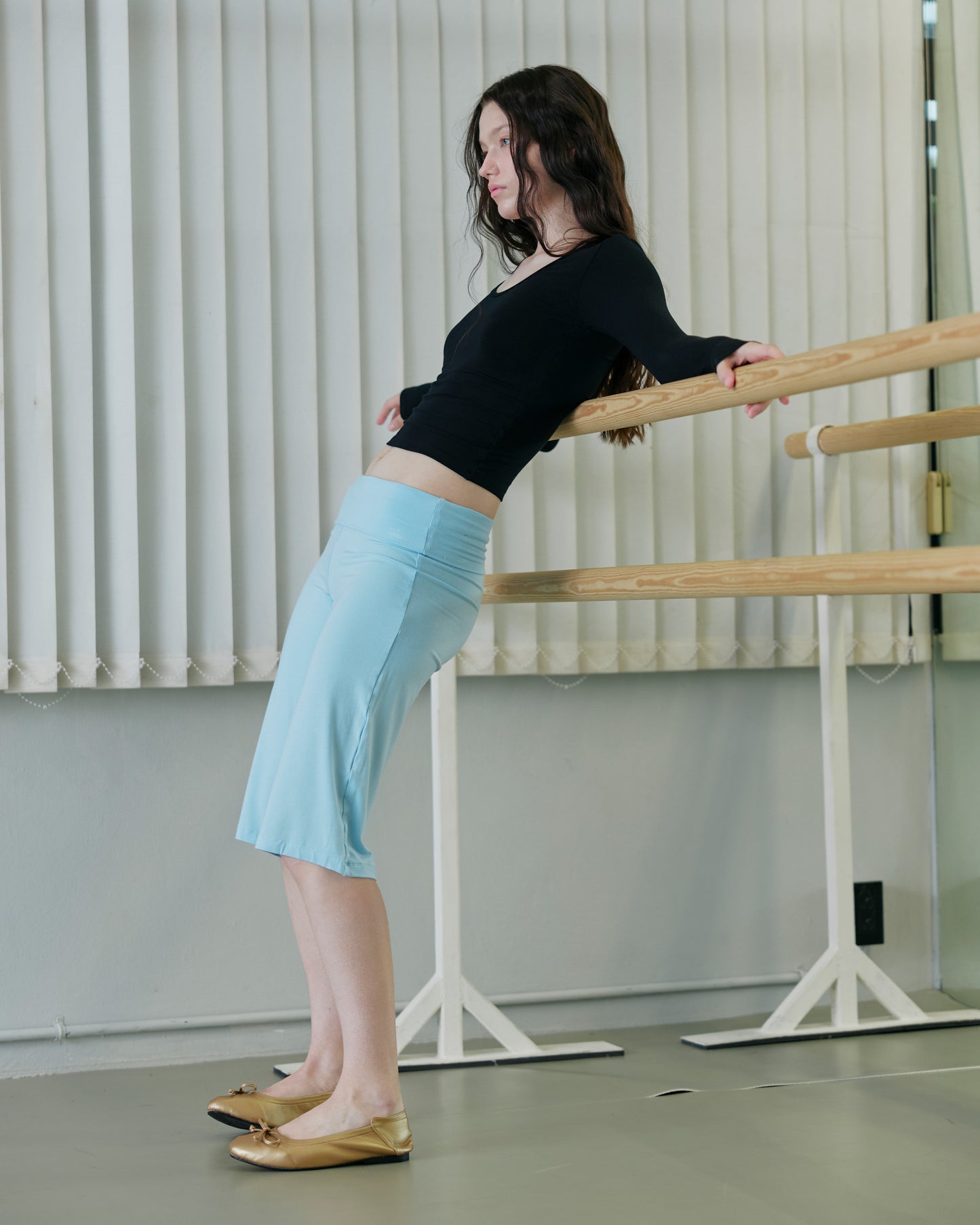 JERSEY FOLDOVER CAPRI PANTS - JELLY BLUE