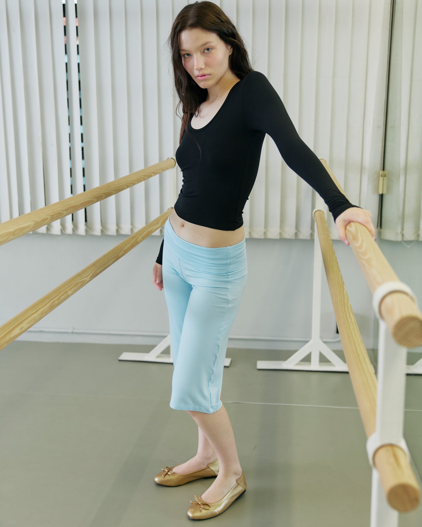 JERSEY FOLDOVER CAPRI PANTS - JELLY BLUE